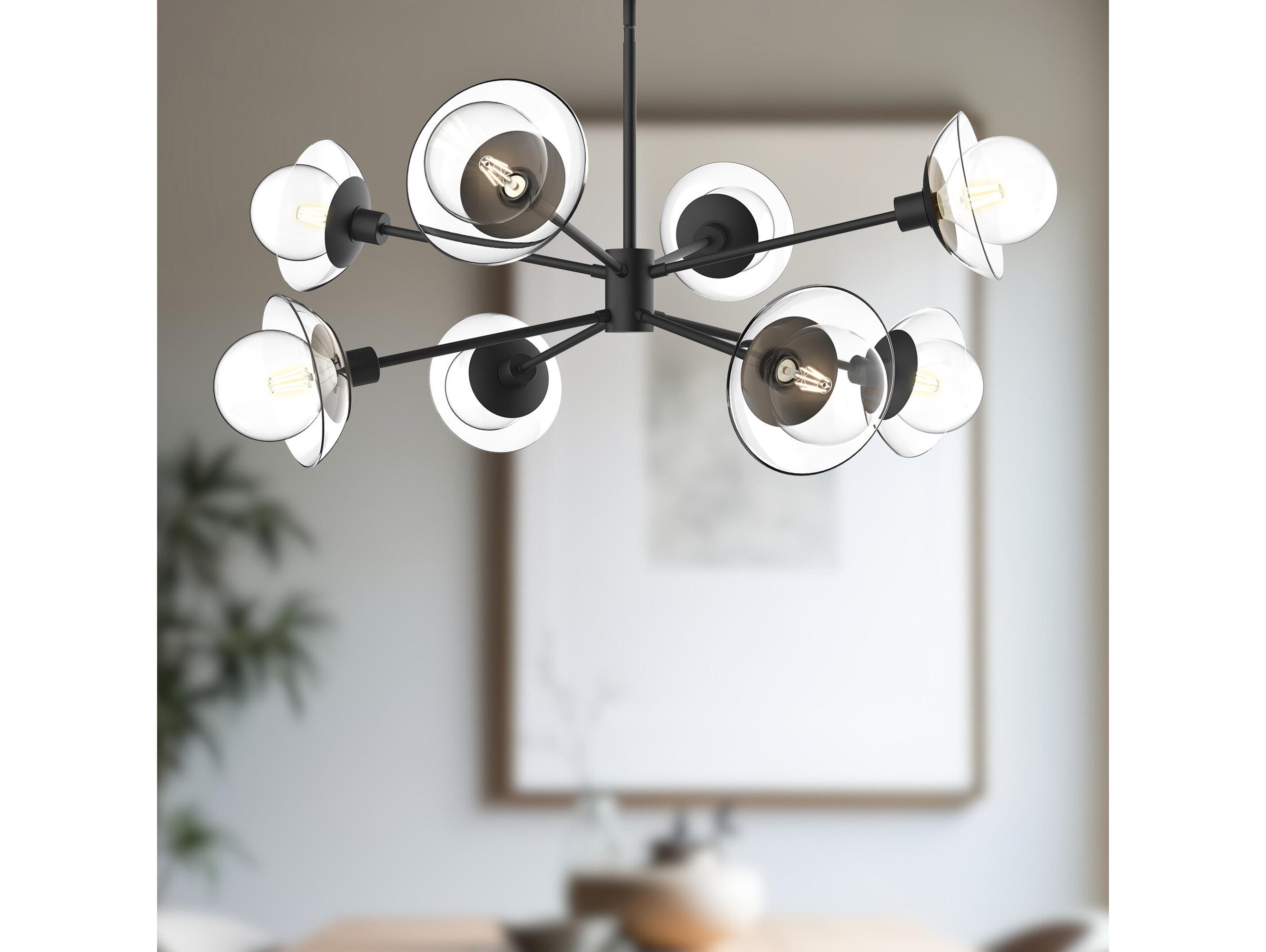 Alora Mood Francesca 8-Light Matte Black Geometric Sputnik Chandelier