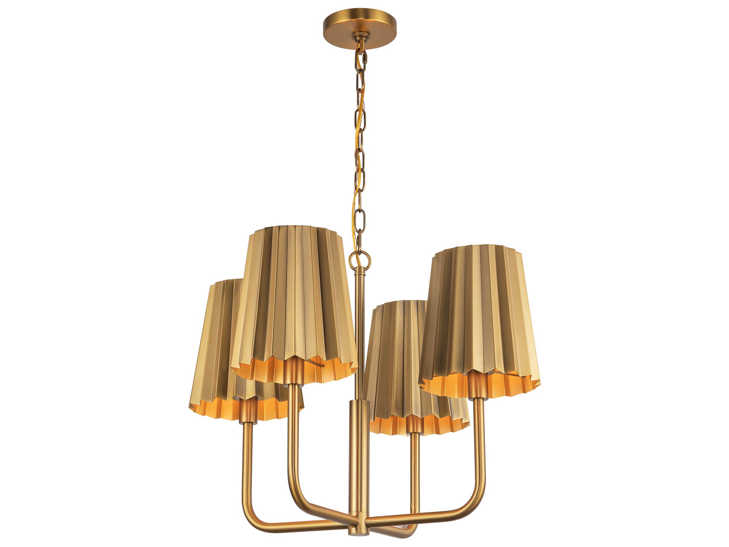 Alora Mood Plisse 4-Light Aged Gold Chandelier