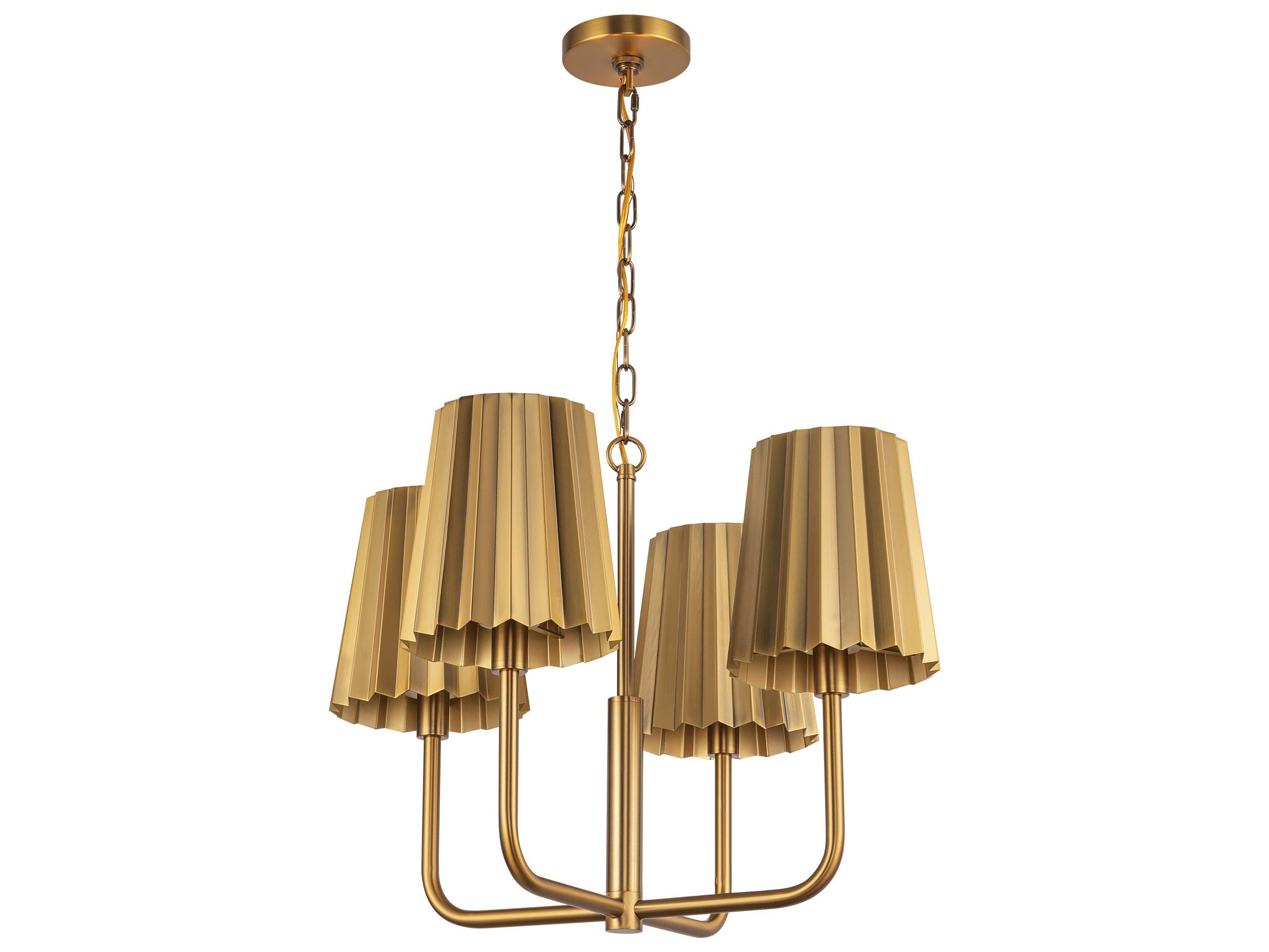 Alora Mood Plisse 4-Light Aged Gold Chandelier