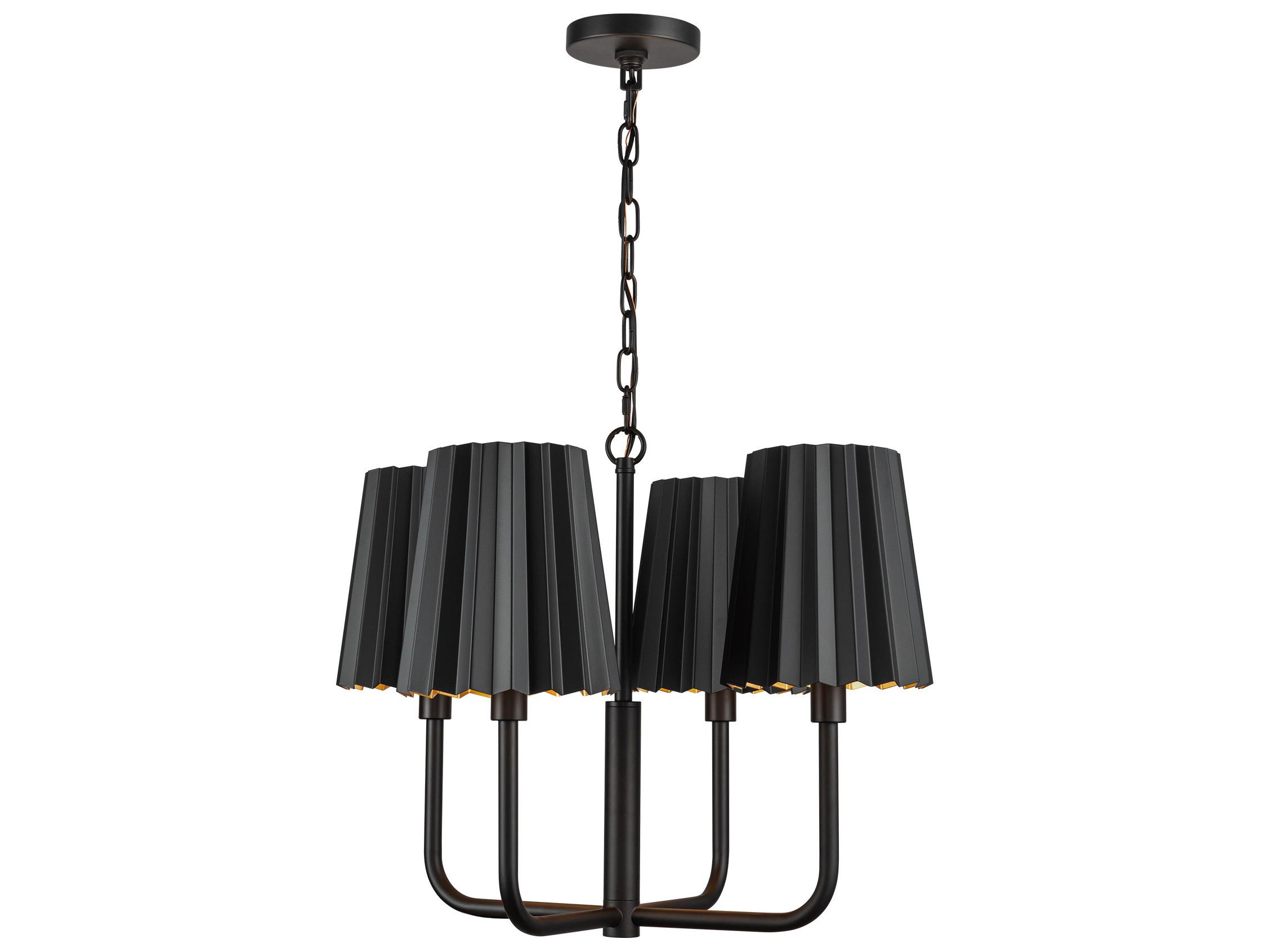 Alora Mood Plisse 4-Light Matte Black Chandelier