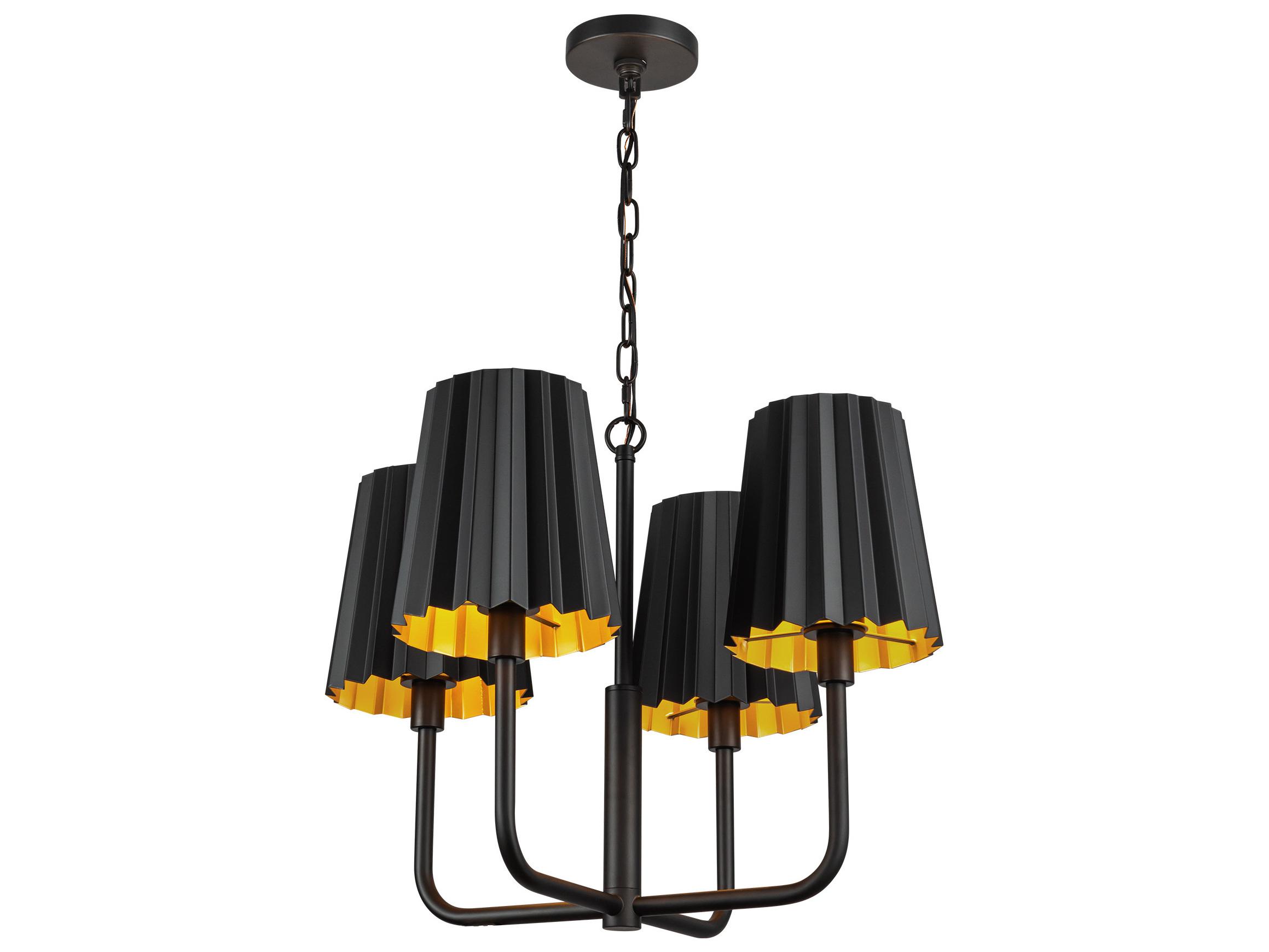 Alora Mood Plisse 4-Light Matte Black Chandelier
