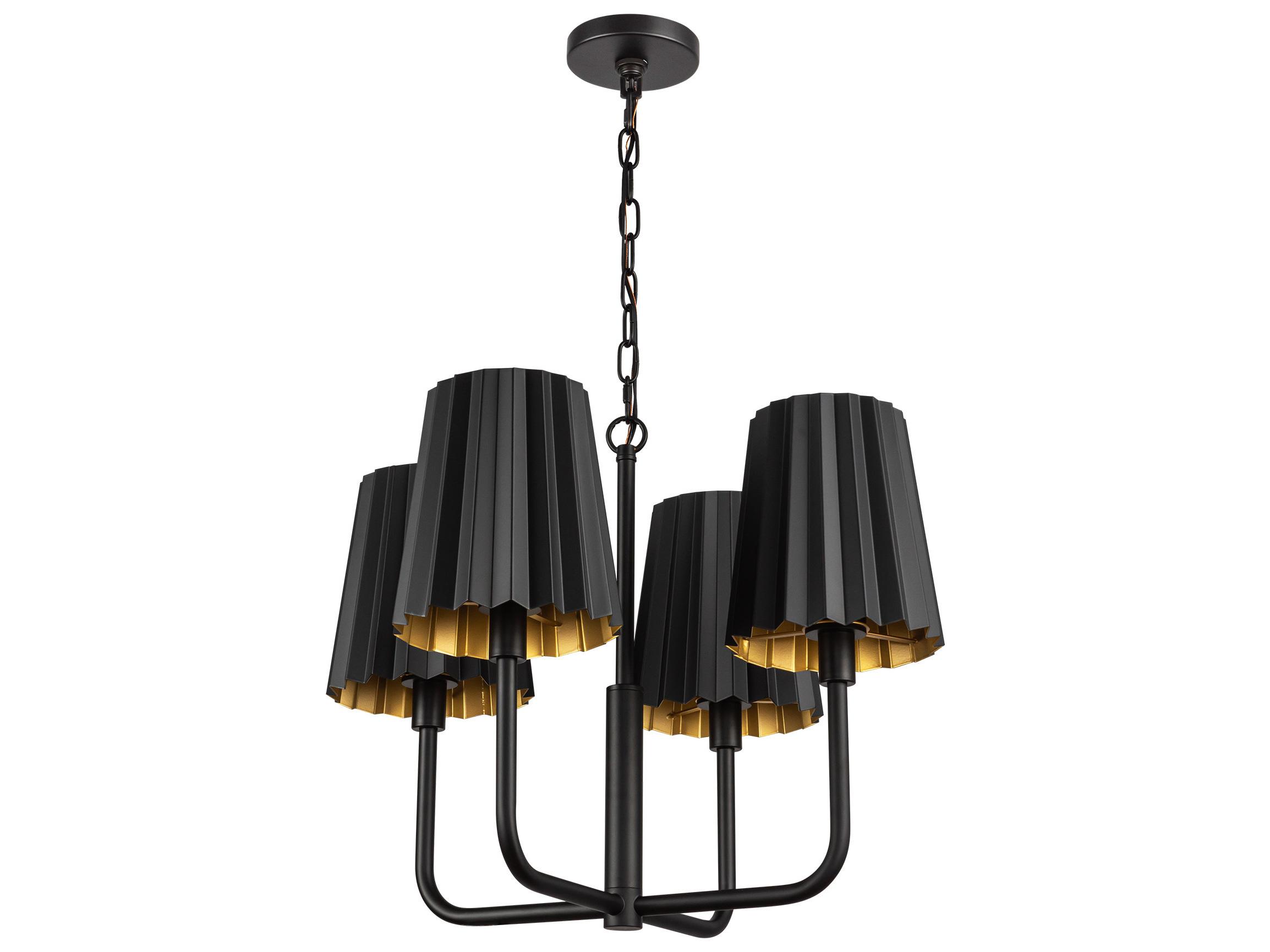Alora Mood Plisse 4-Light Matte Black Chandelier
