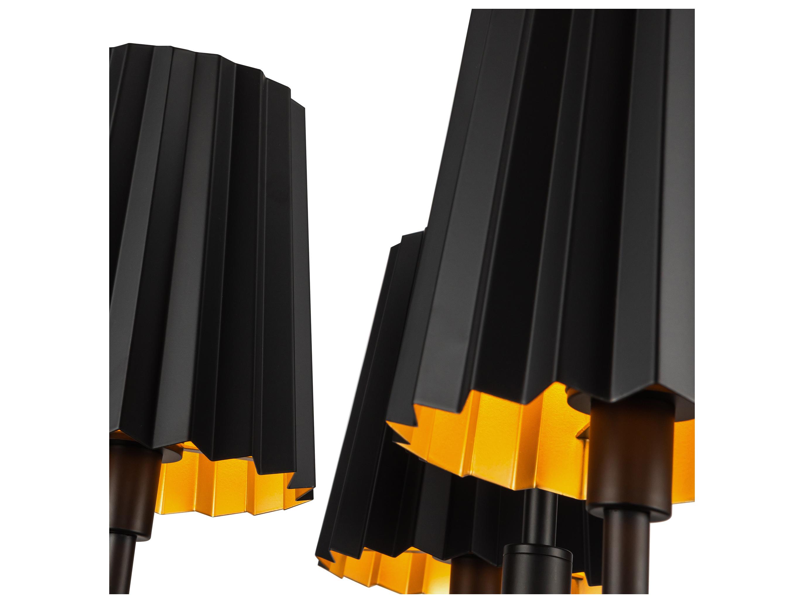Alora Mood Plisse 4-Light Matte Black Chandelier