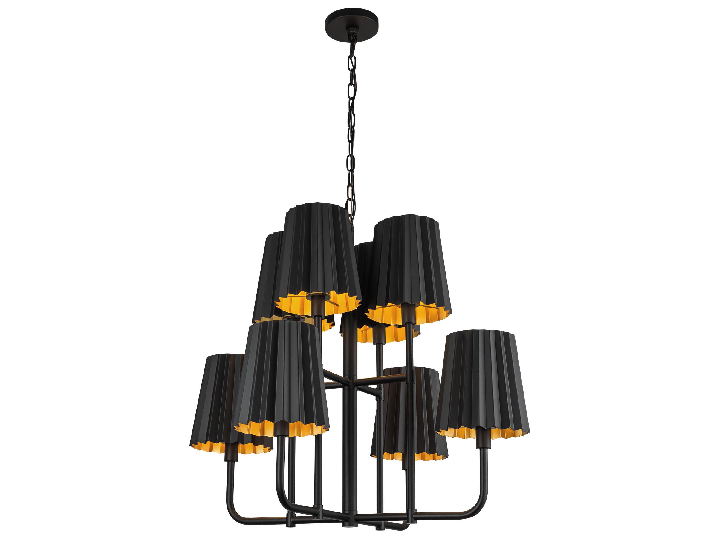 Alora Mood Plisse 8-Light Matte Black Tiered Chandelier