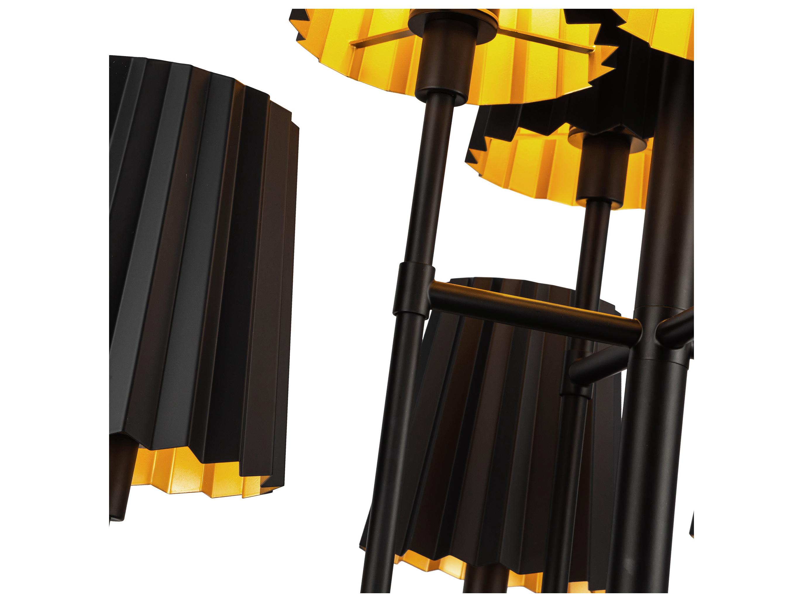 Alora Mood Plisse 8-Light Matte Black Tiered Chandelier