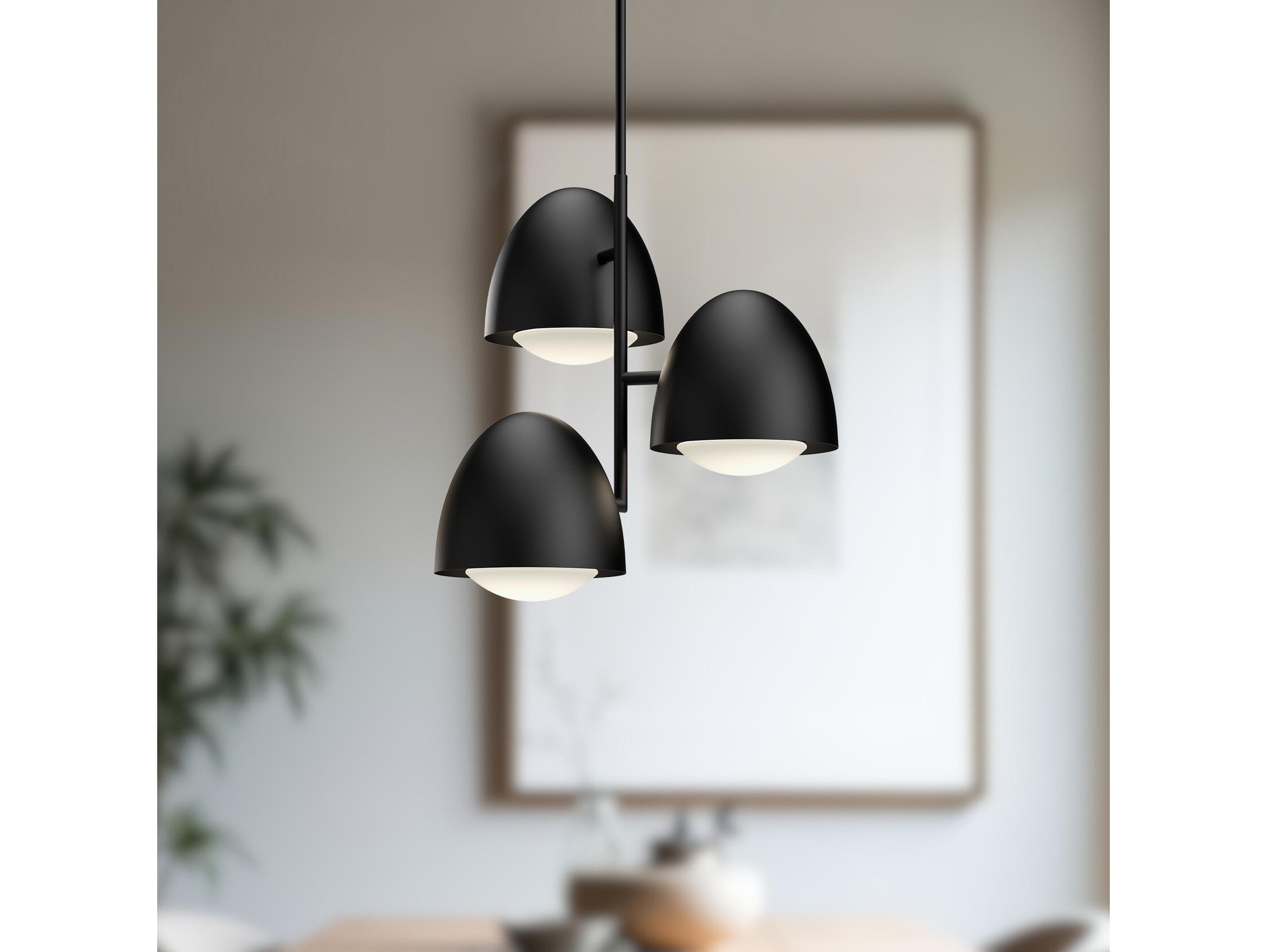 Alora Mood Kenji 3-Light Matte Black Dome Chandelier