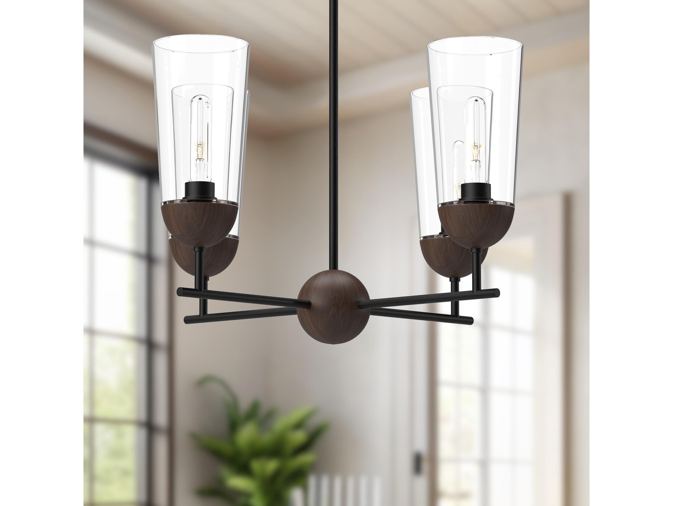 Alora Mood Emil 4-Light Matte Black Geometric Chandelier