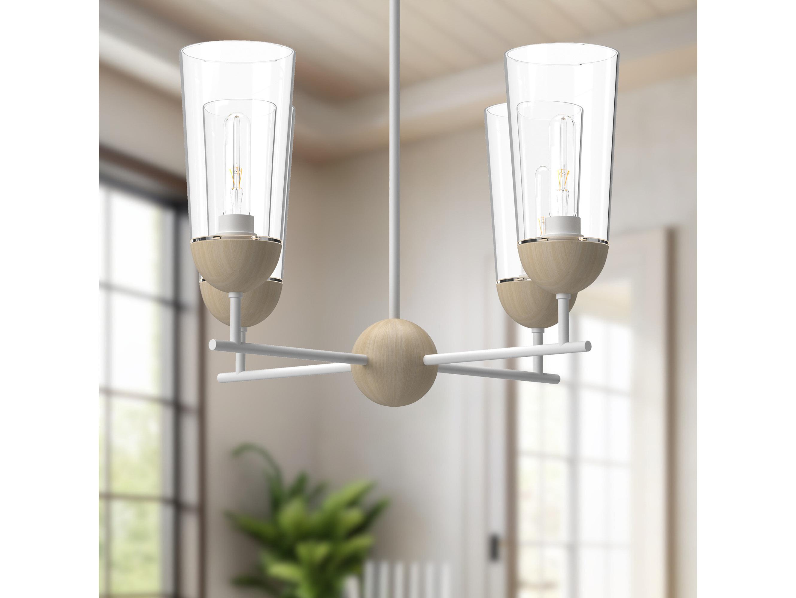 Alora Mood Emil 4-Light White Geometric Chandelier