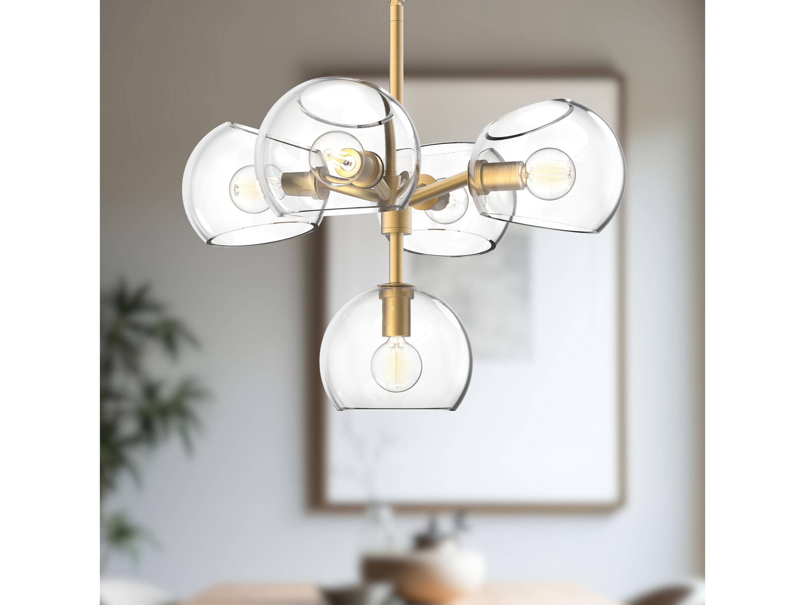 Alora Mood Willow 5-Light Brushed Gold Globe Chandelier