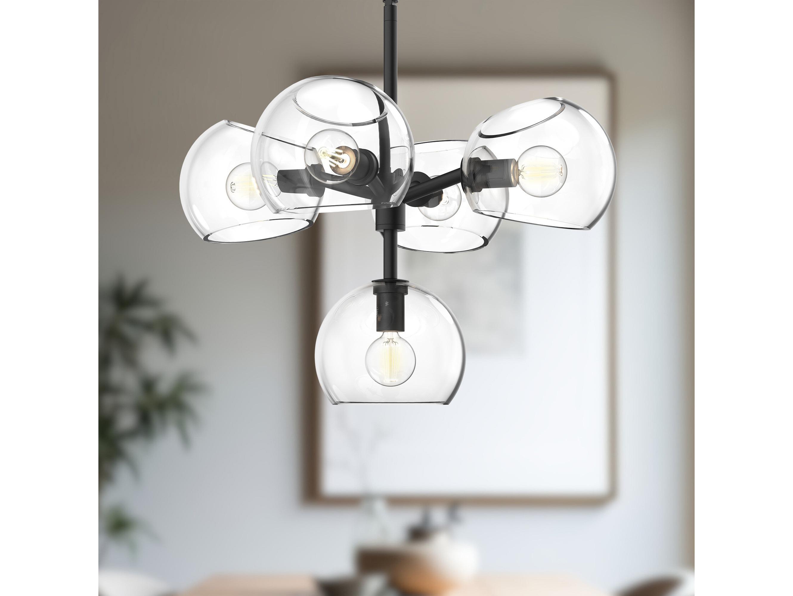 Alora Mood Willow 5-Light Matte Black Globe Chandelier