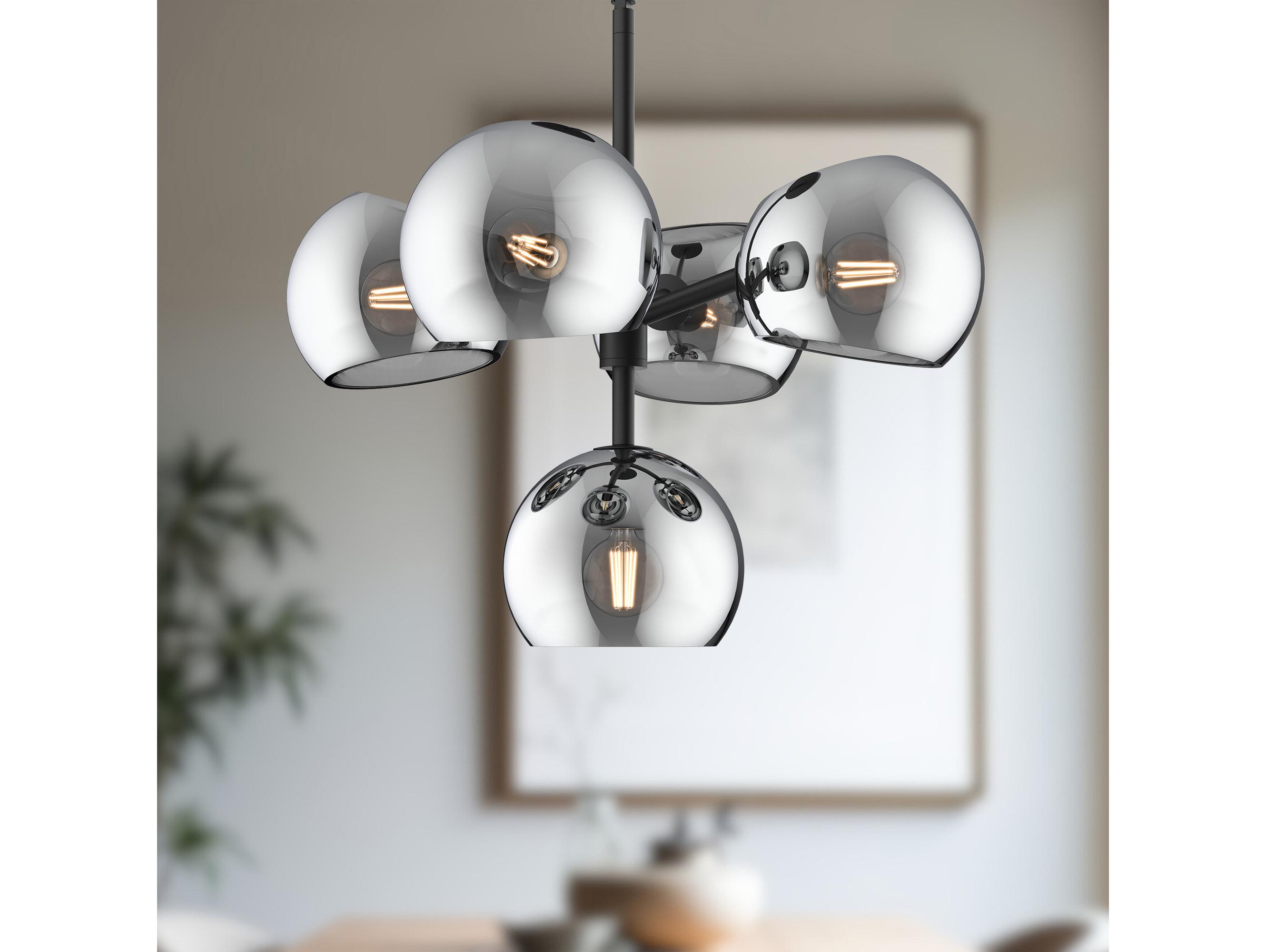 Alora Mood Willow 5-Light Matte Black Globe Chandelier