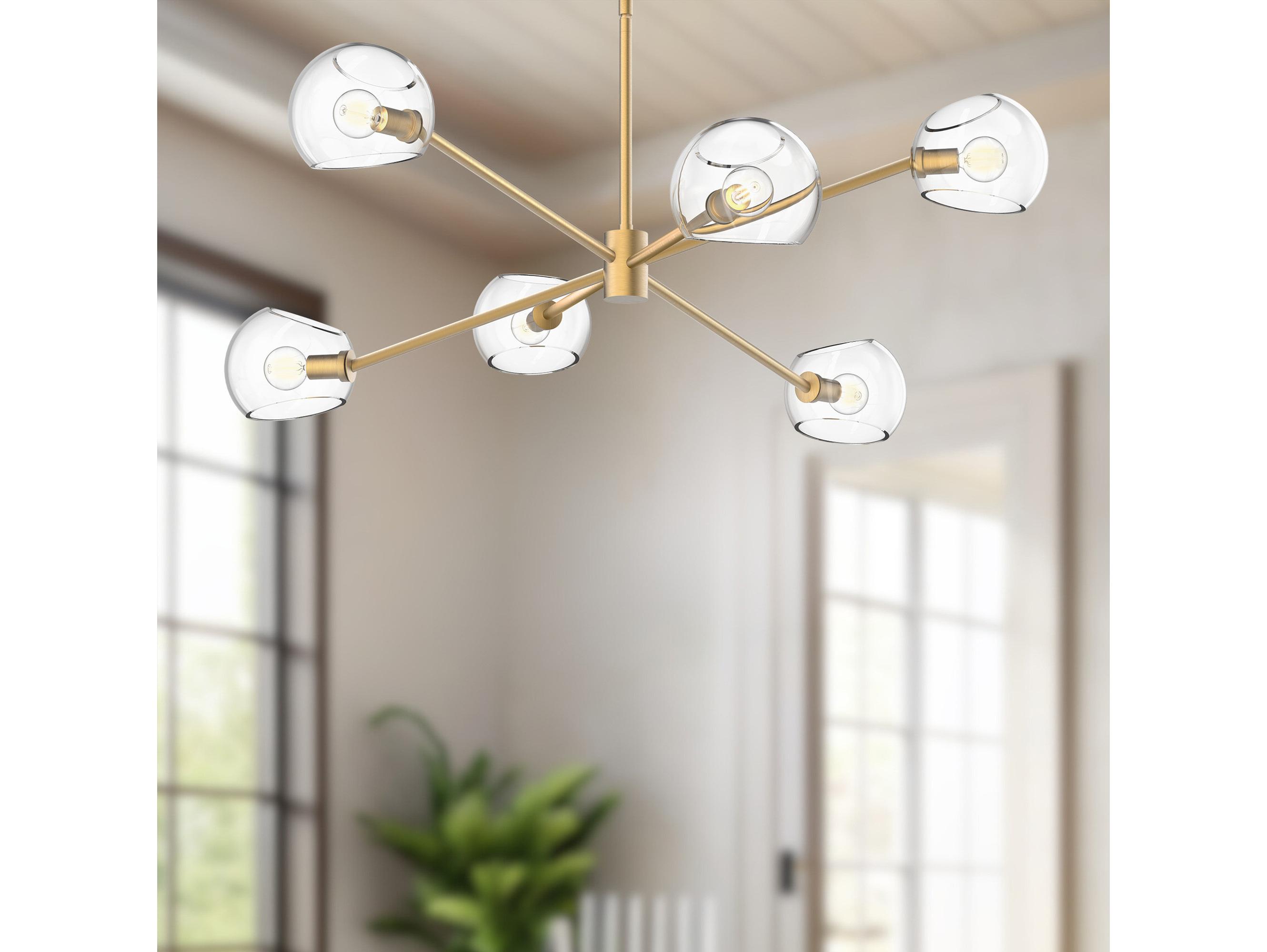 Alora Mood Willow 6-Light Brushed Gold Globe Chandelier