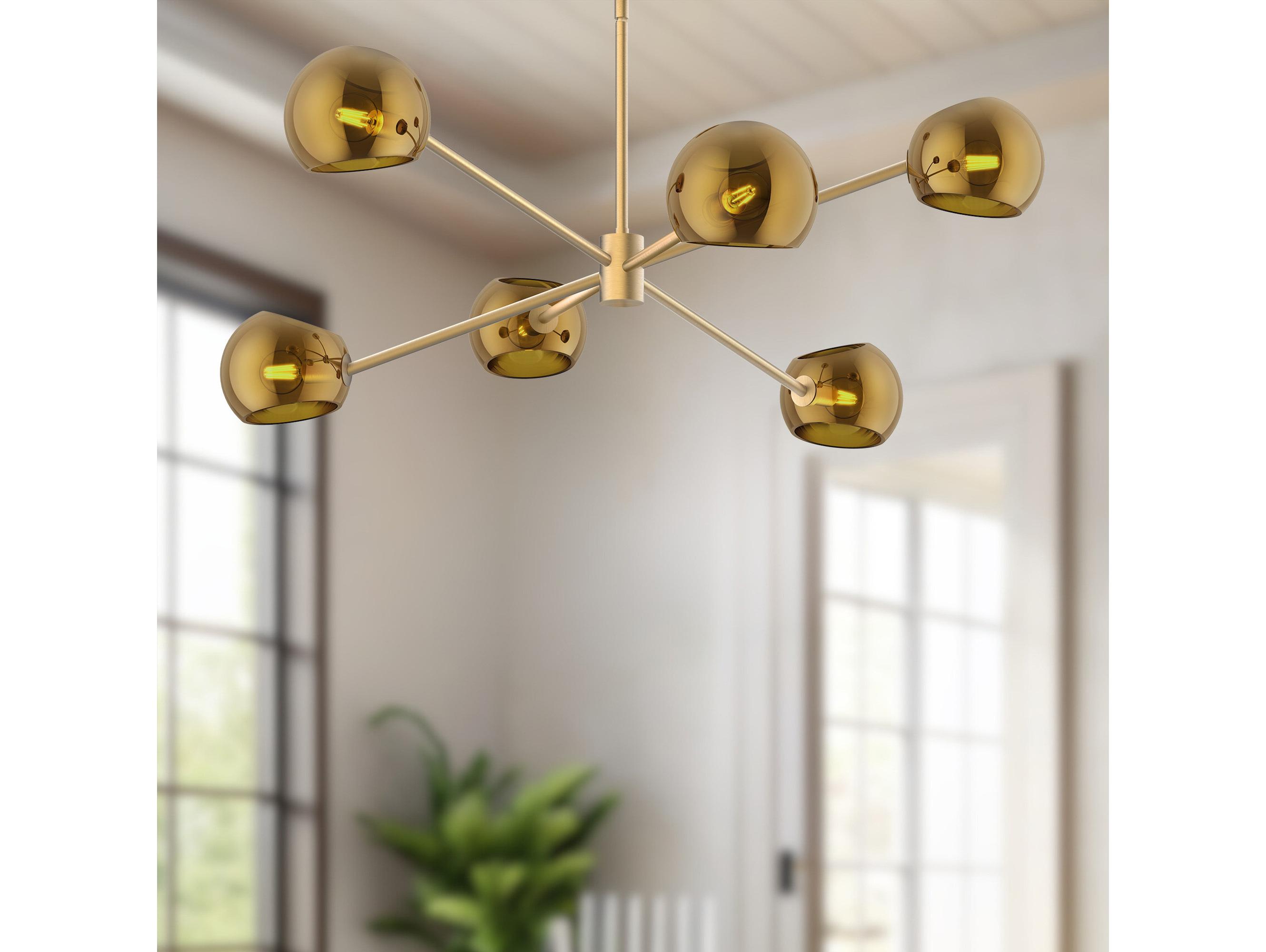 Alora Mood Willow 6-Light Brushed Gold Globe Chandelier