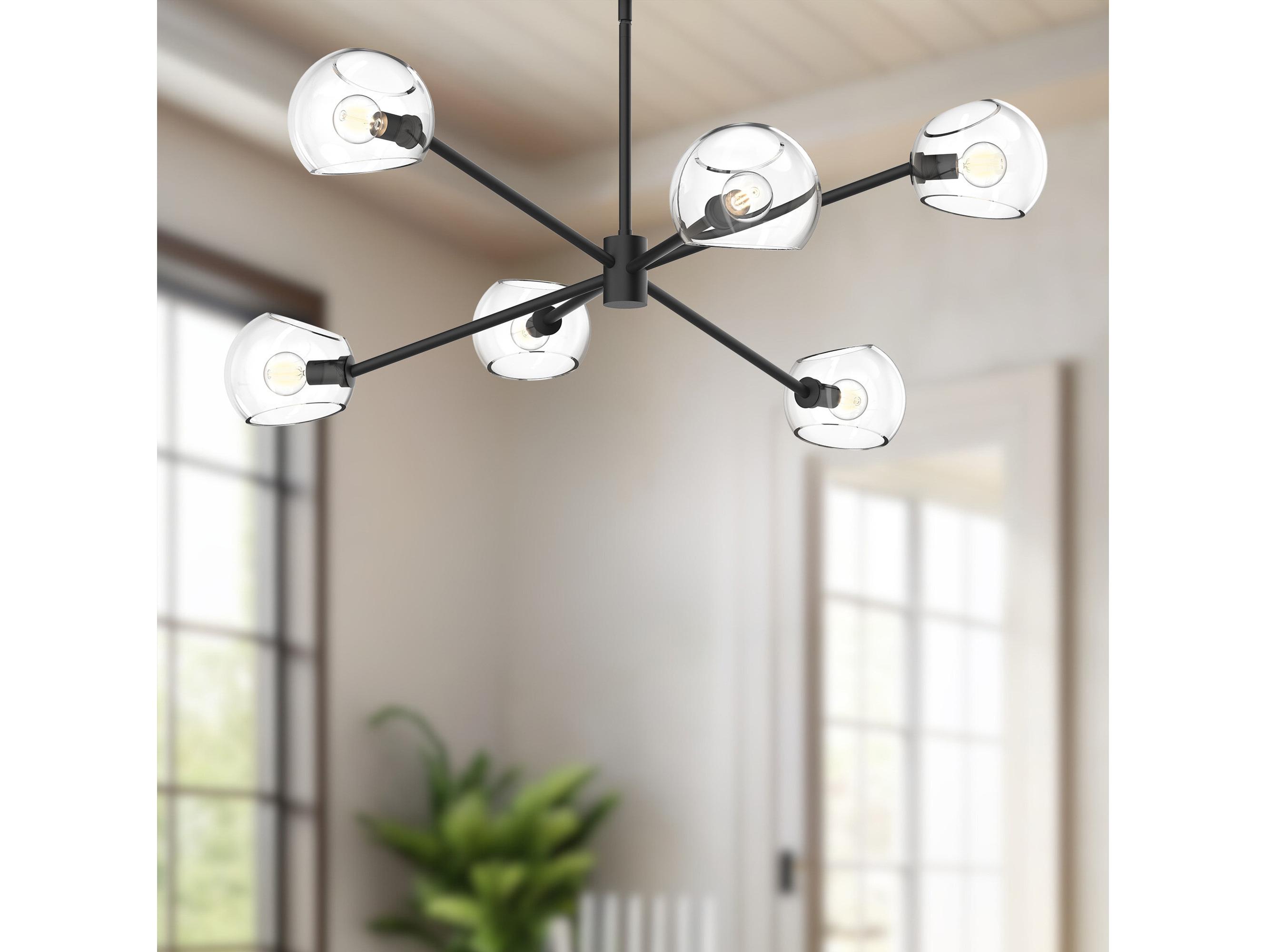 Alora Mood Willow 6-Light Matte Black Globe Chandelier