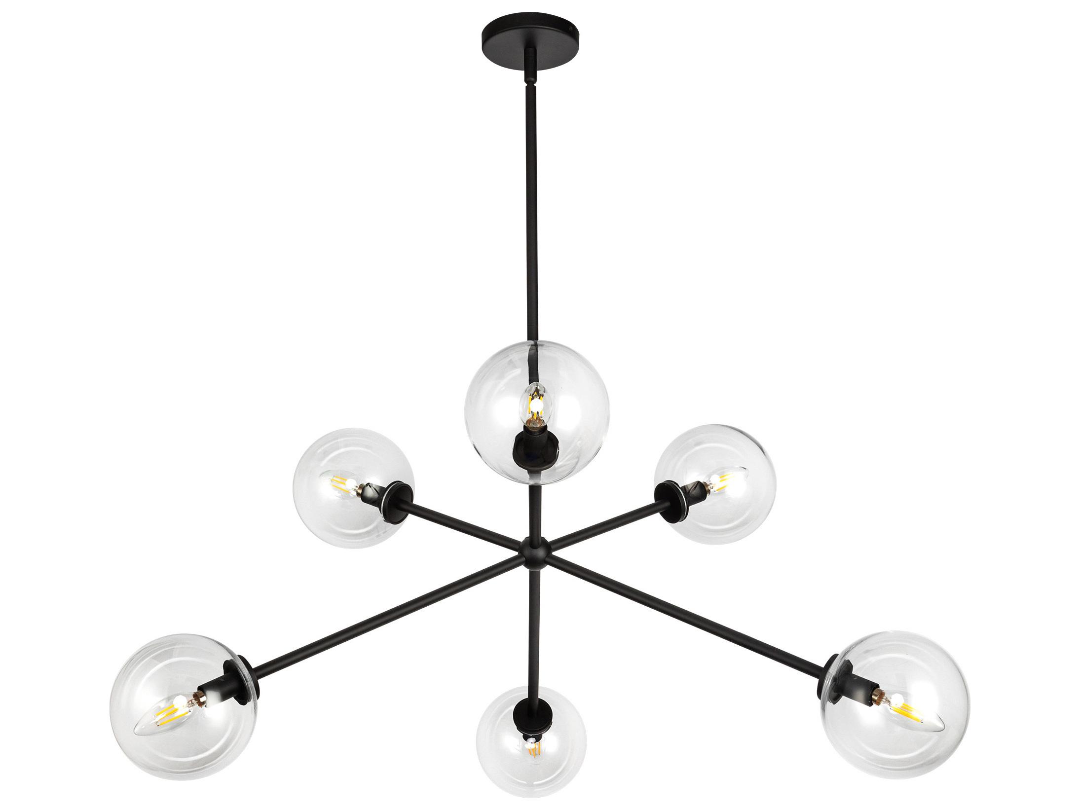 Alora Mood Cassia 6-Light Matte Black Globe Sputnik Chandelier