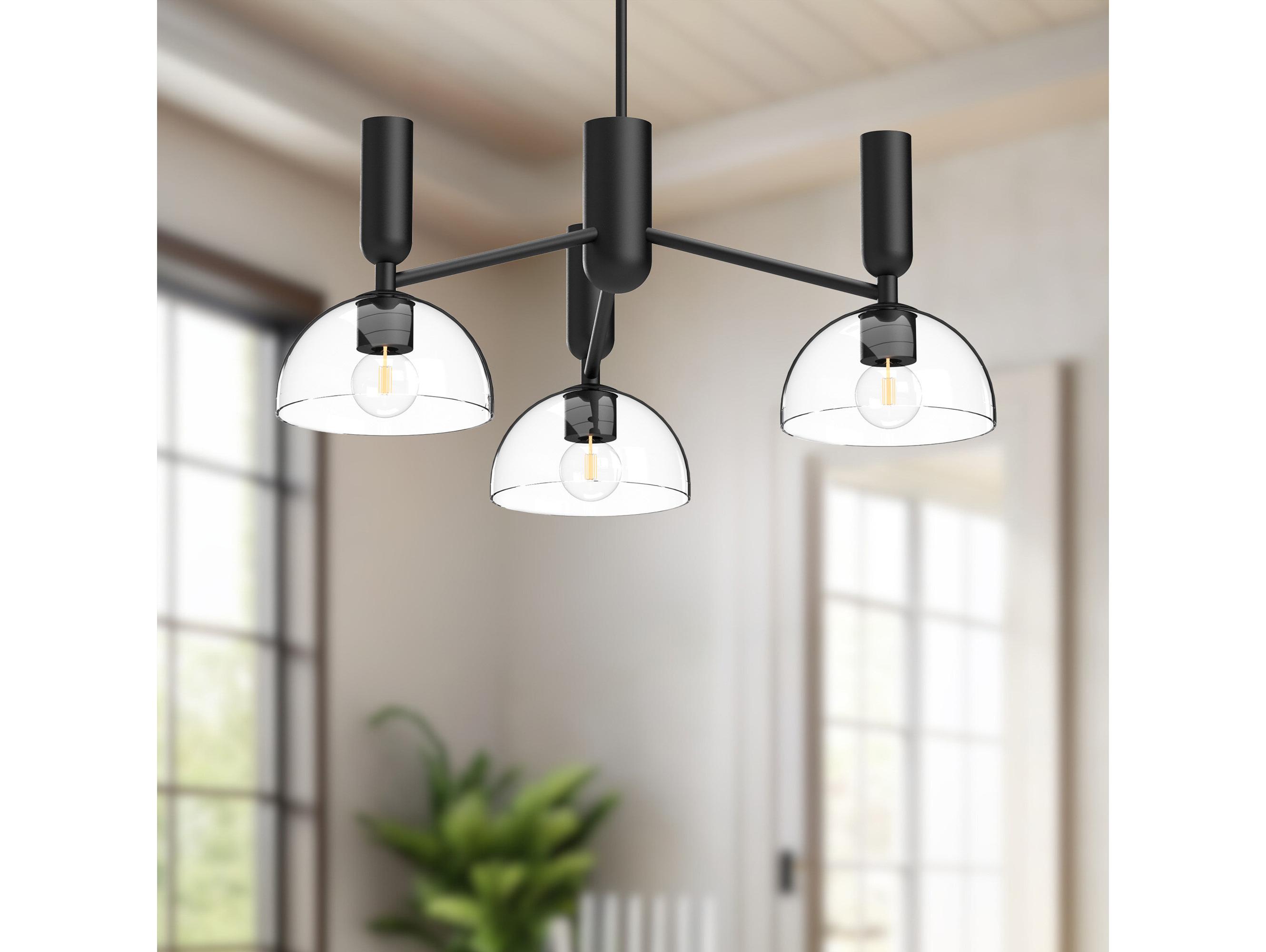 Alora Mood Jude 3-Light Matte Black Geometric Chandelier