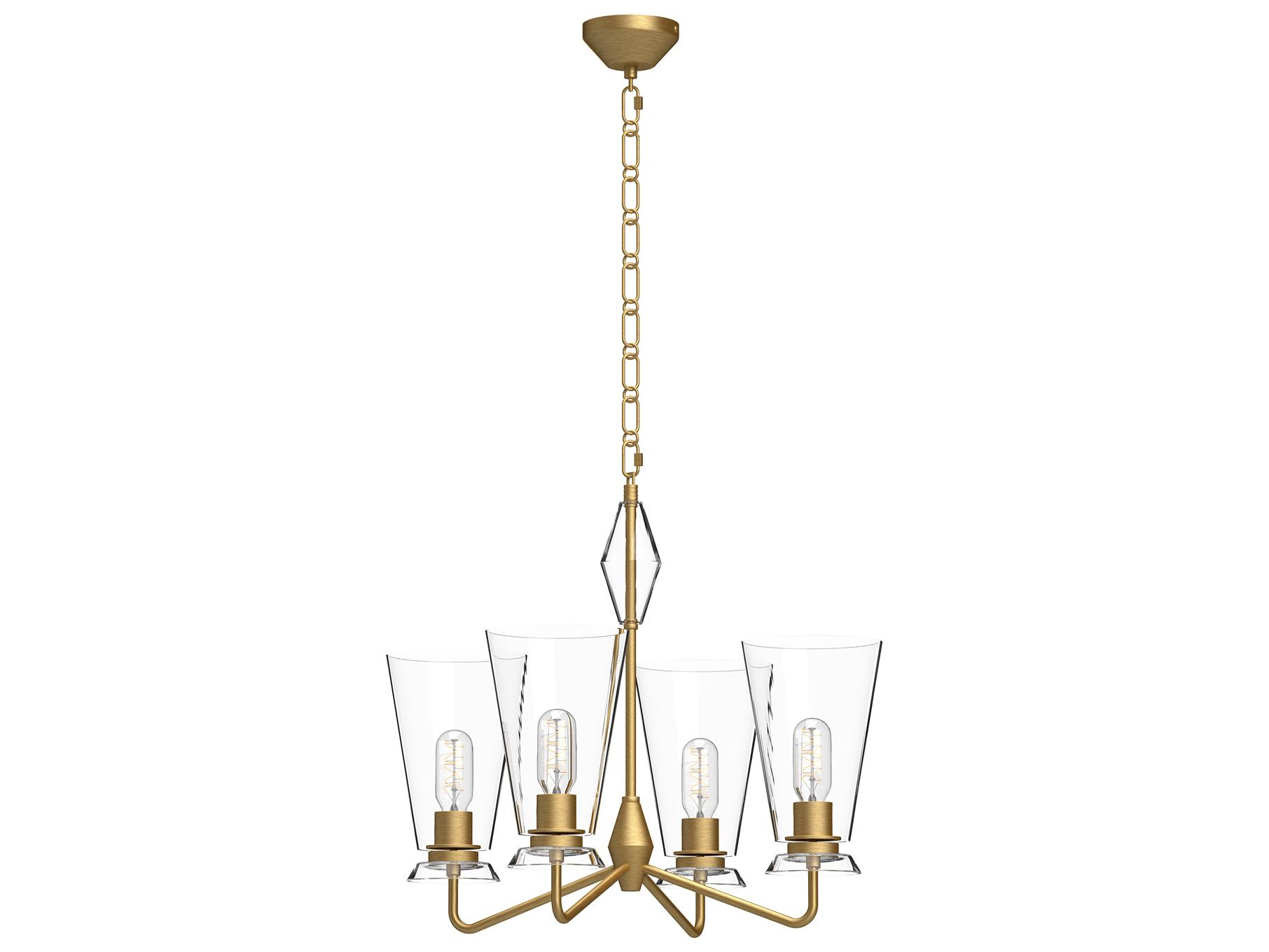 Alora Mood Salem 4-Light Brushed Gold Geometric Chandelier