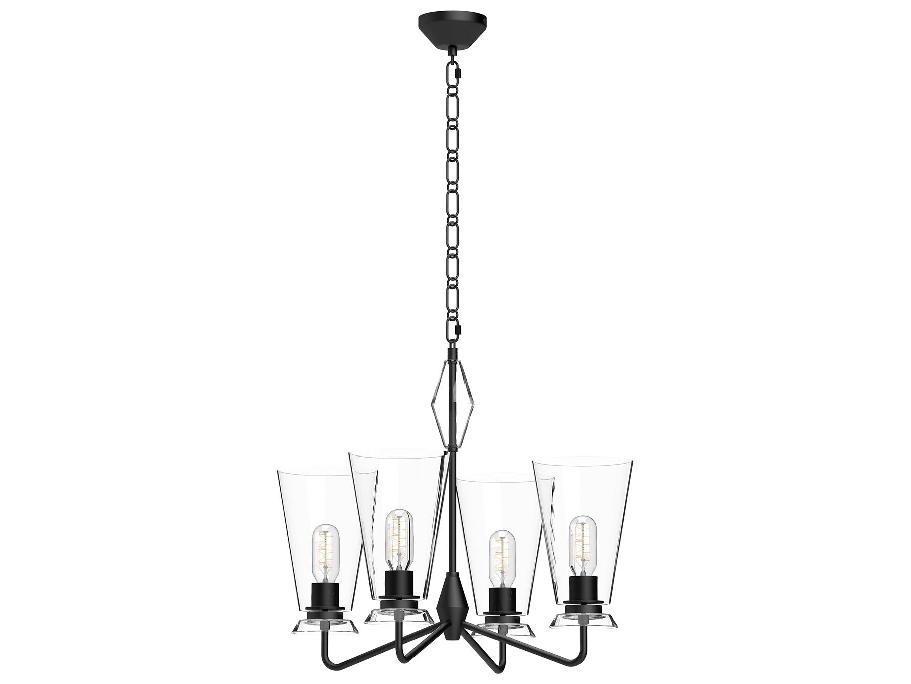 Alora Mood Salem 4-Light Matte Black Geometric Chandelier