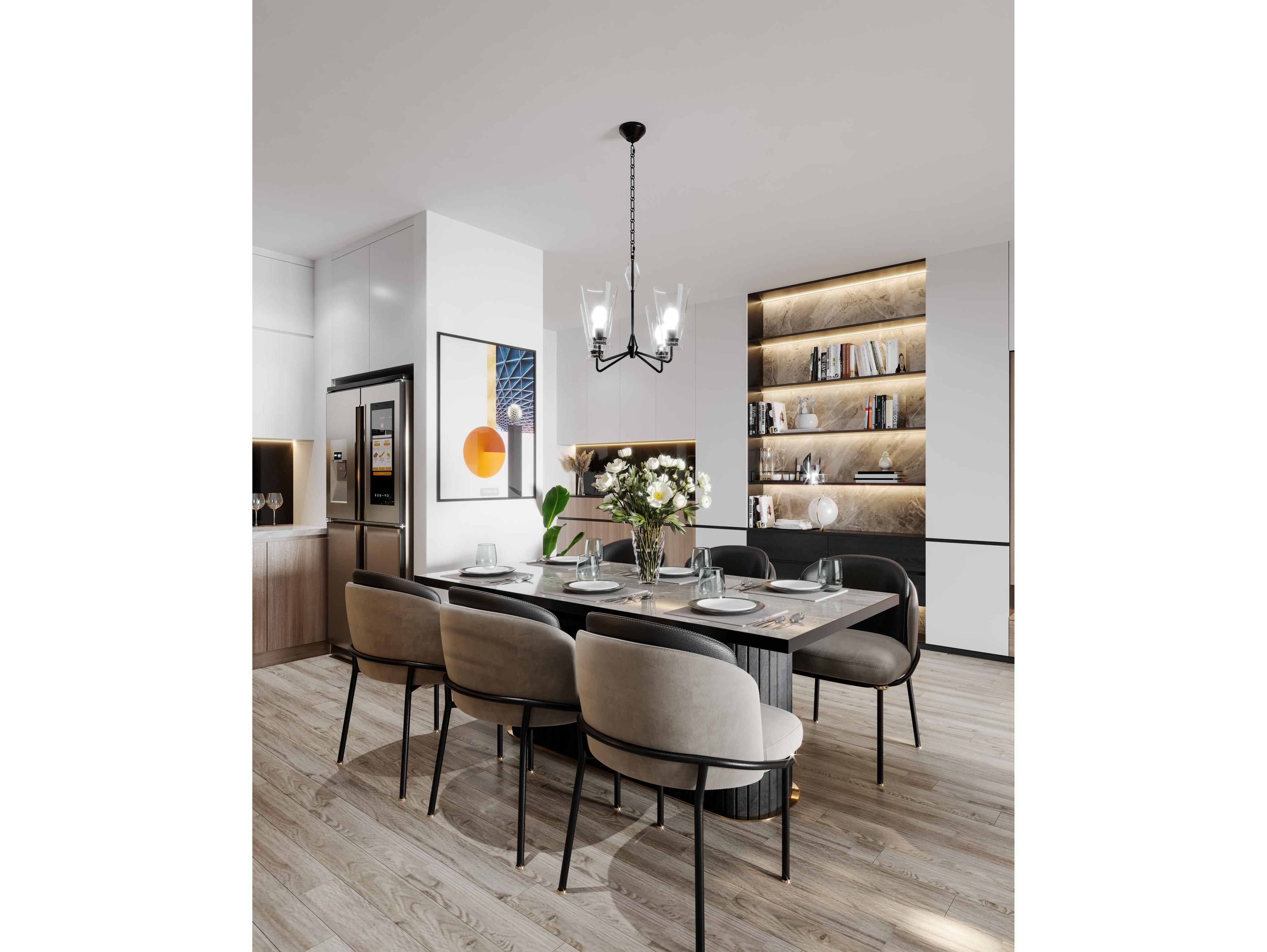 Alora Mood Salem 4-Light Matte Black Geometric Chandelier