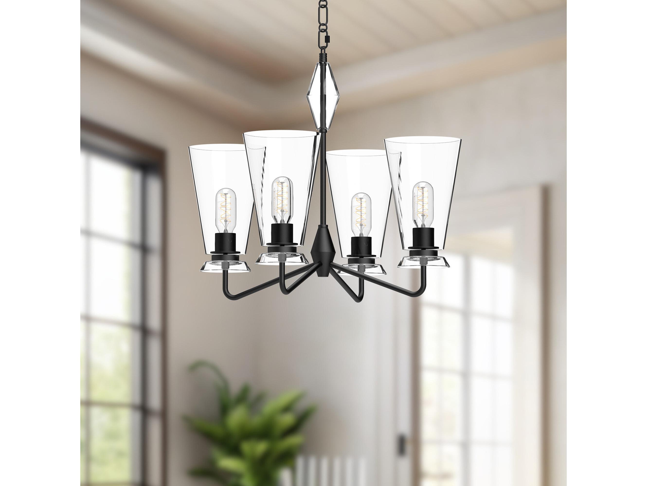 Alora Mood Salem 4-Light Matte Black Geometric Chandelier