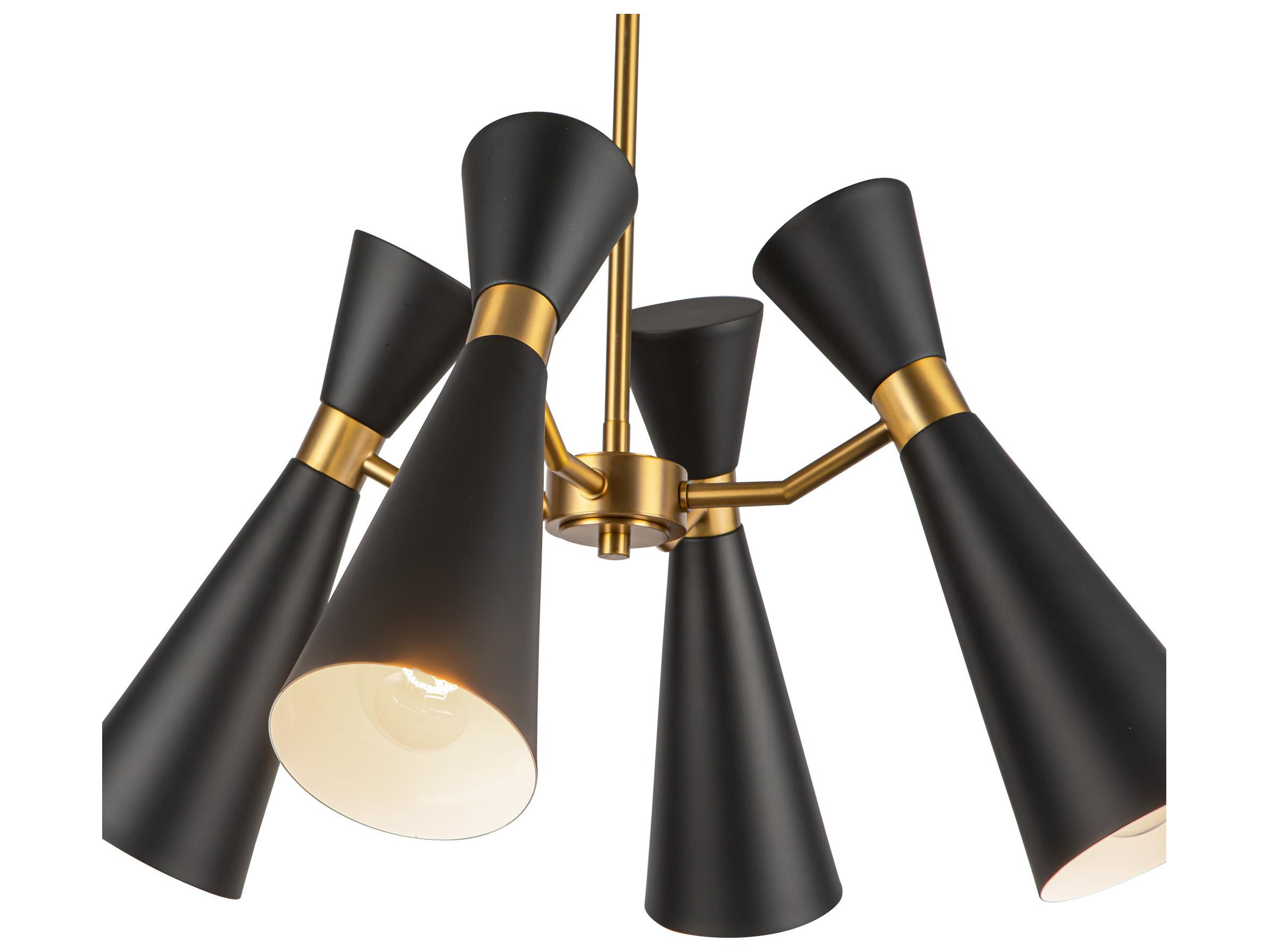 Alora Mood Blake 4-Light Matte Black Aged Gold Geometric Chandelier