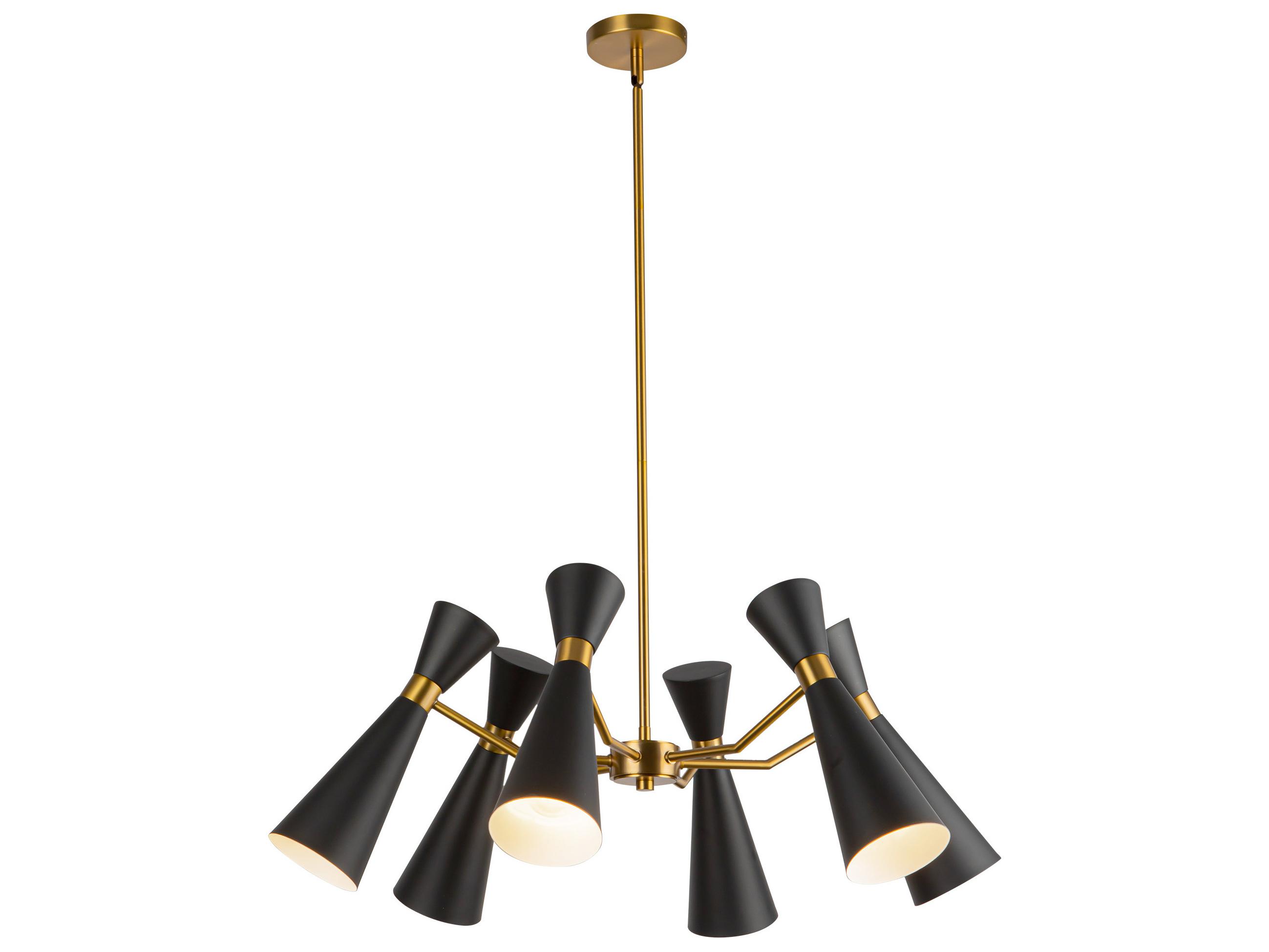 Alora Mood Blake 6-Light Matte Black Aged Gold Geometric Chandelier
