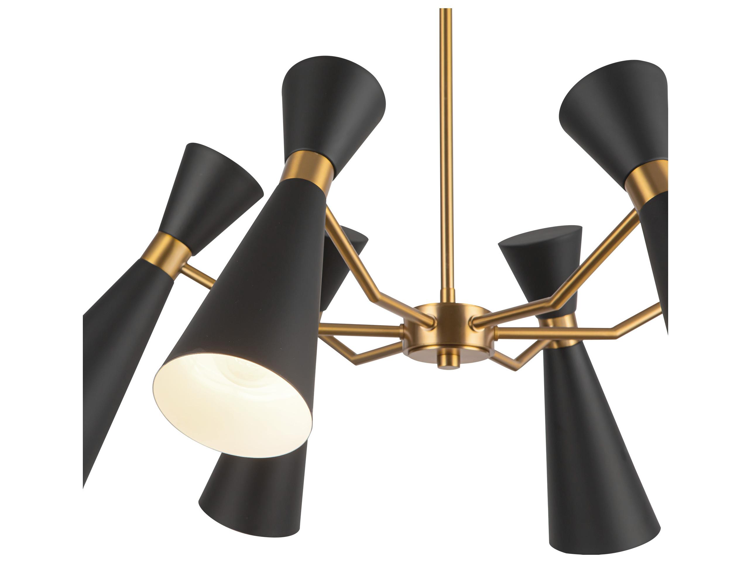 Alora Mood Blake 6-Light Matte Black Aged Gold Geometric Chandelier