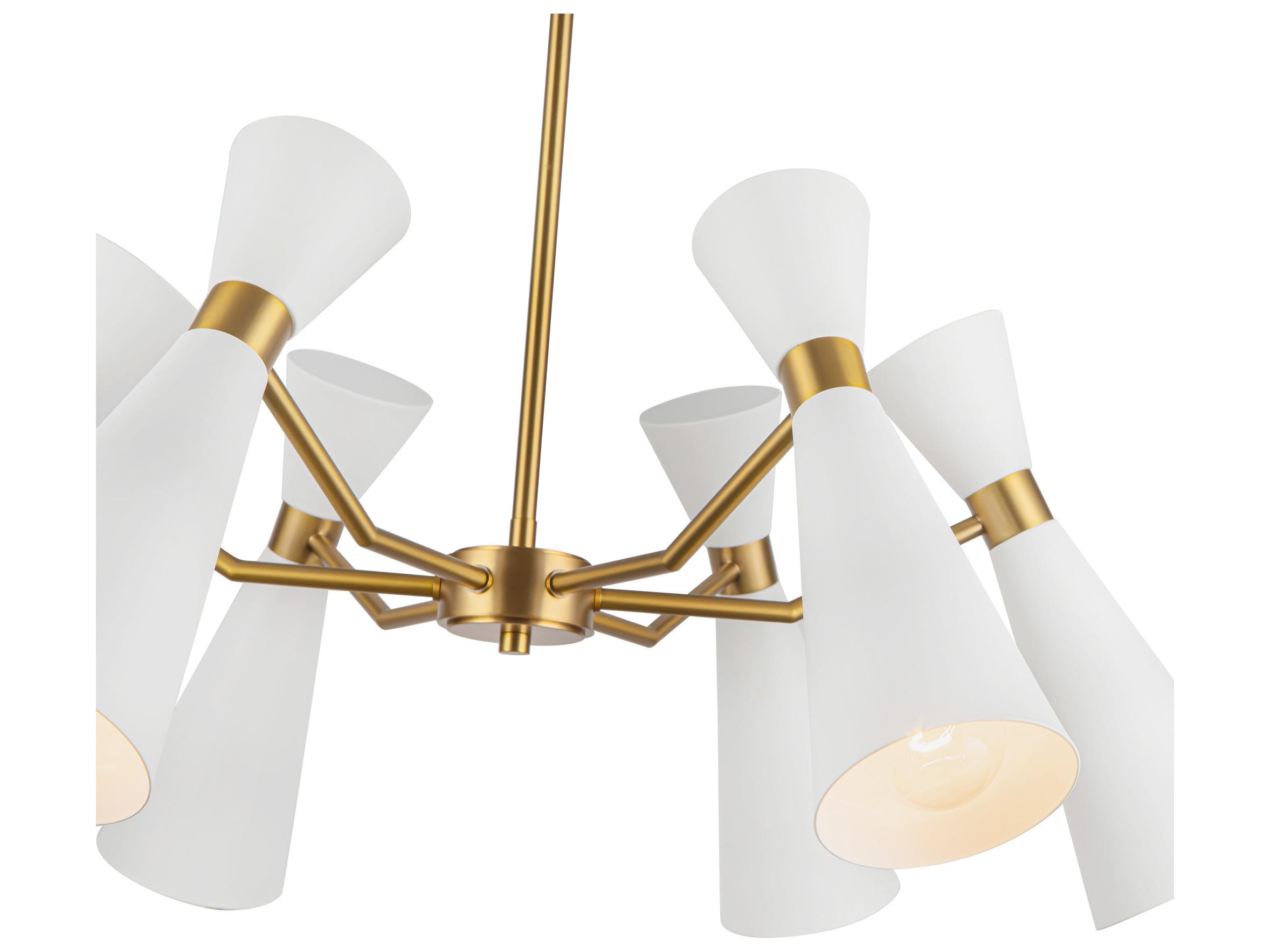 Alora Mood Blake 6-Light White Aged Gold Geometric Chandelier
