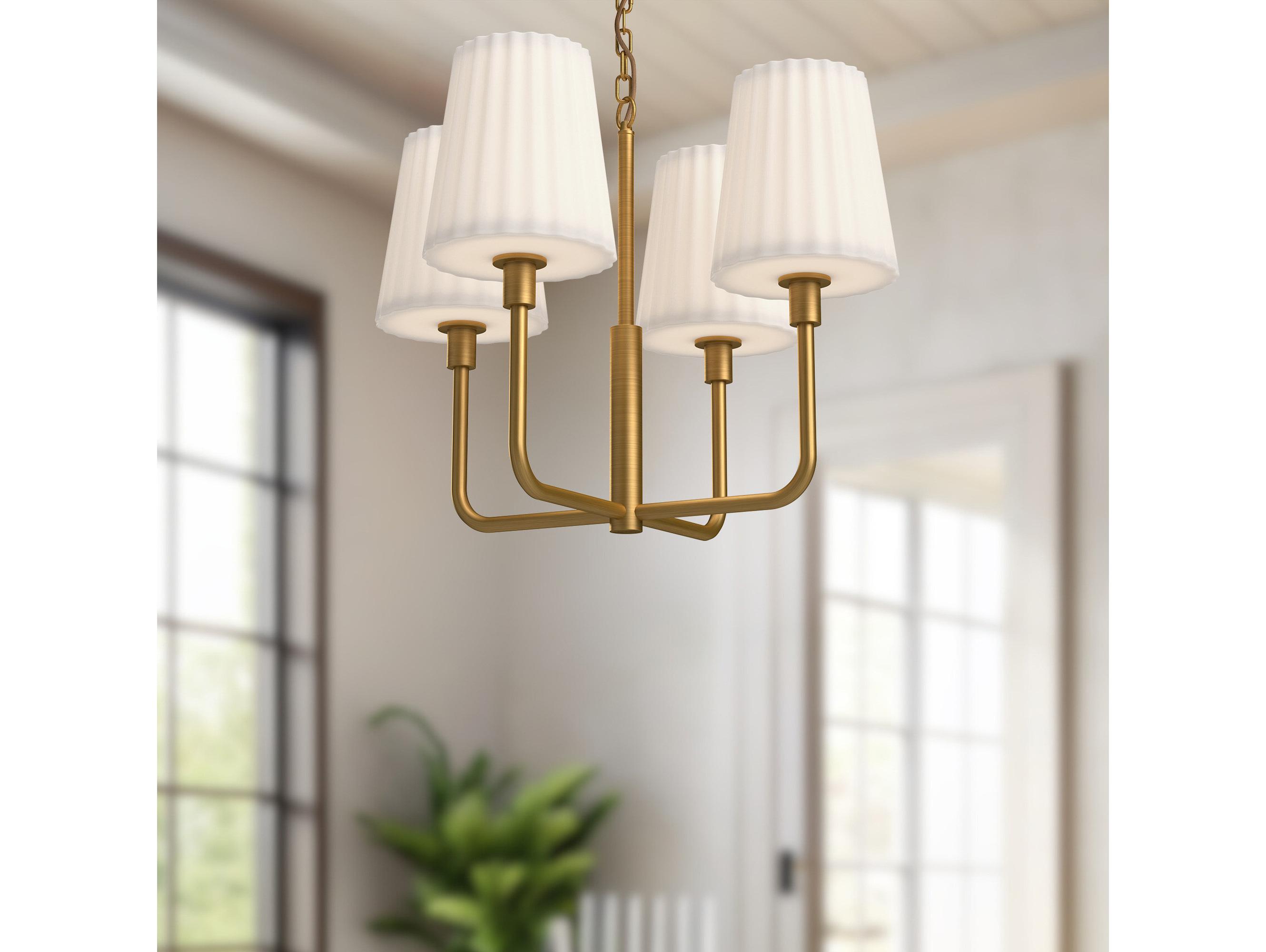 Alora Mood Plisse 4-Light Aged Gold Chandelier