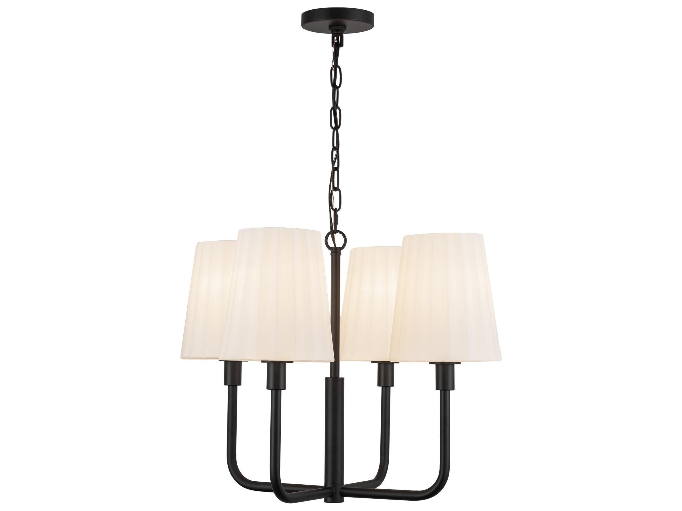 Alora Mood Plisse 4-Light Matte Black Chandelier