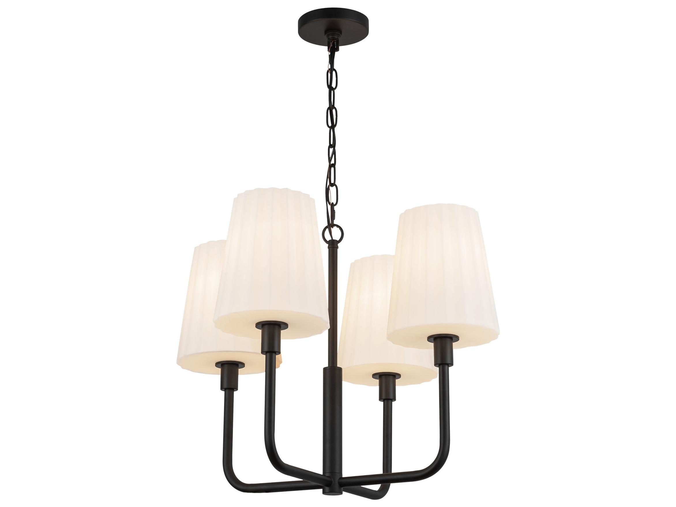 Alora Mood Plisse 4-Light Matte Black Chandelier