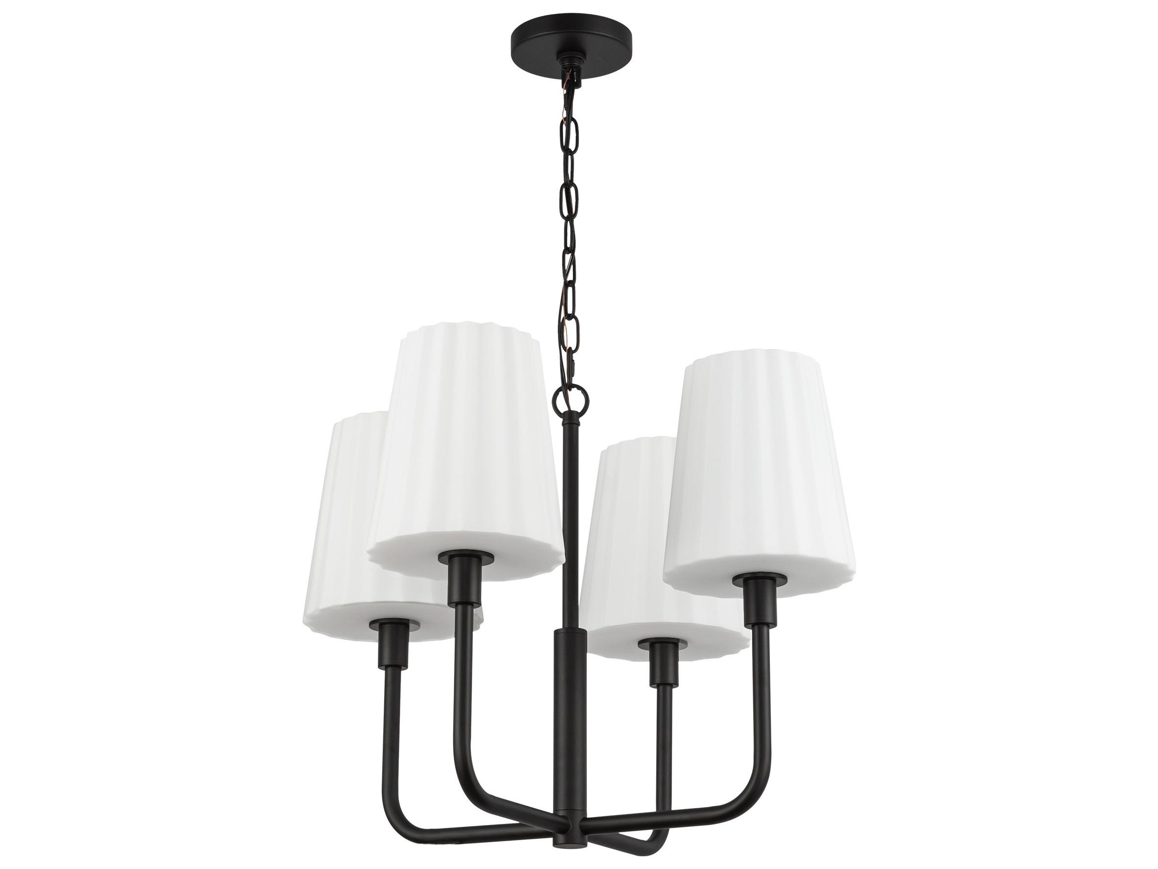 Alora Mood Plisse 4-Light Matte Black Chandelier