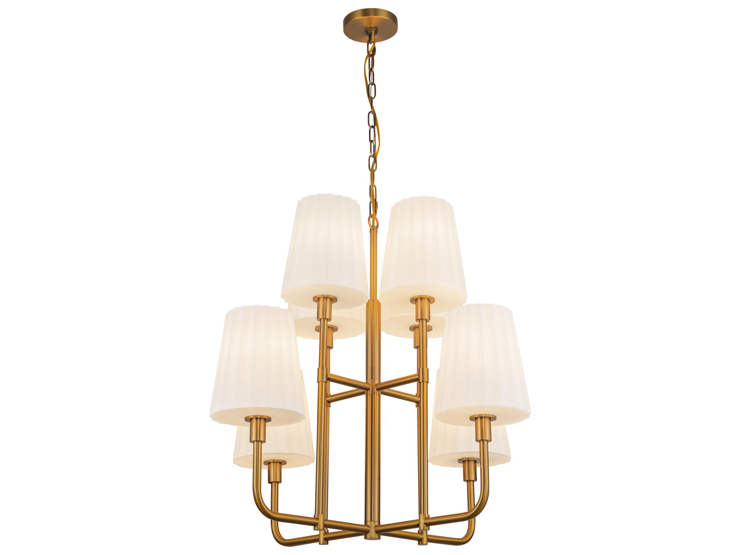 Alora Mood Plisse 8-Light Aged Gold Tiered Chandelier