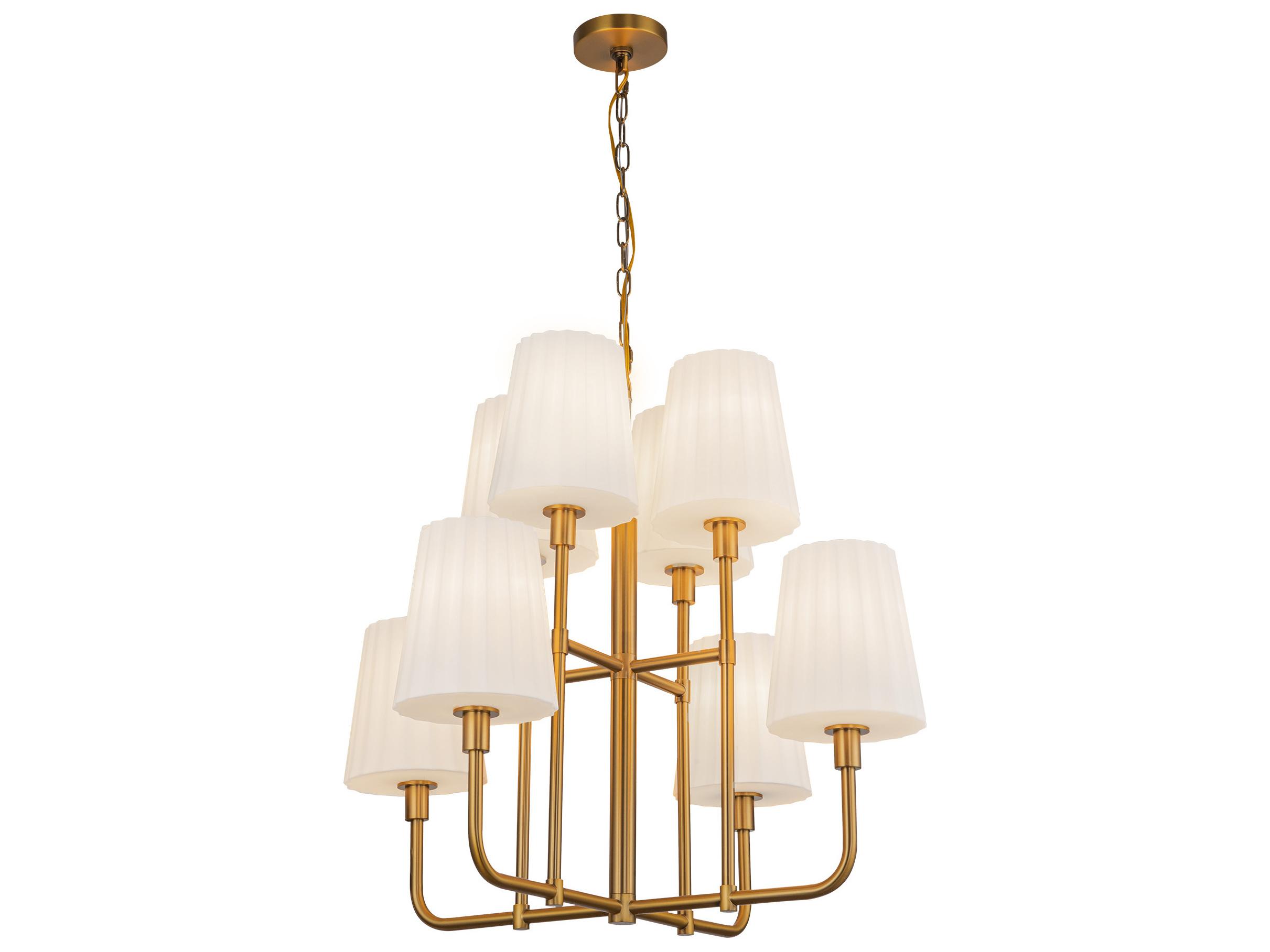 Alora Mood Plisse 8-Light Aged Gold Tiered Chandelier