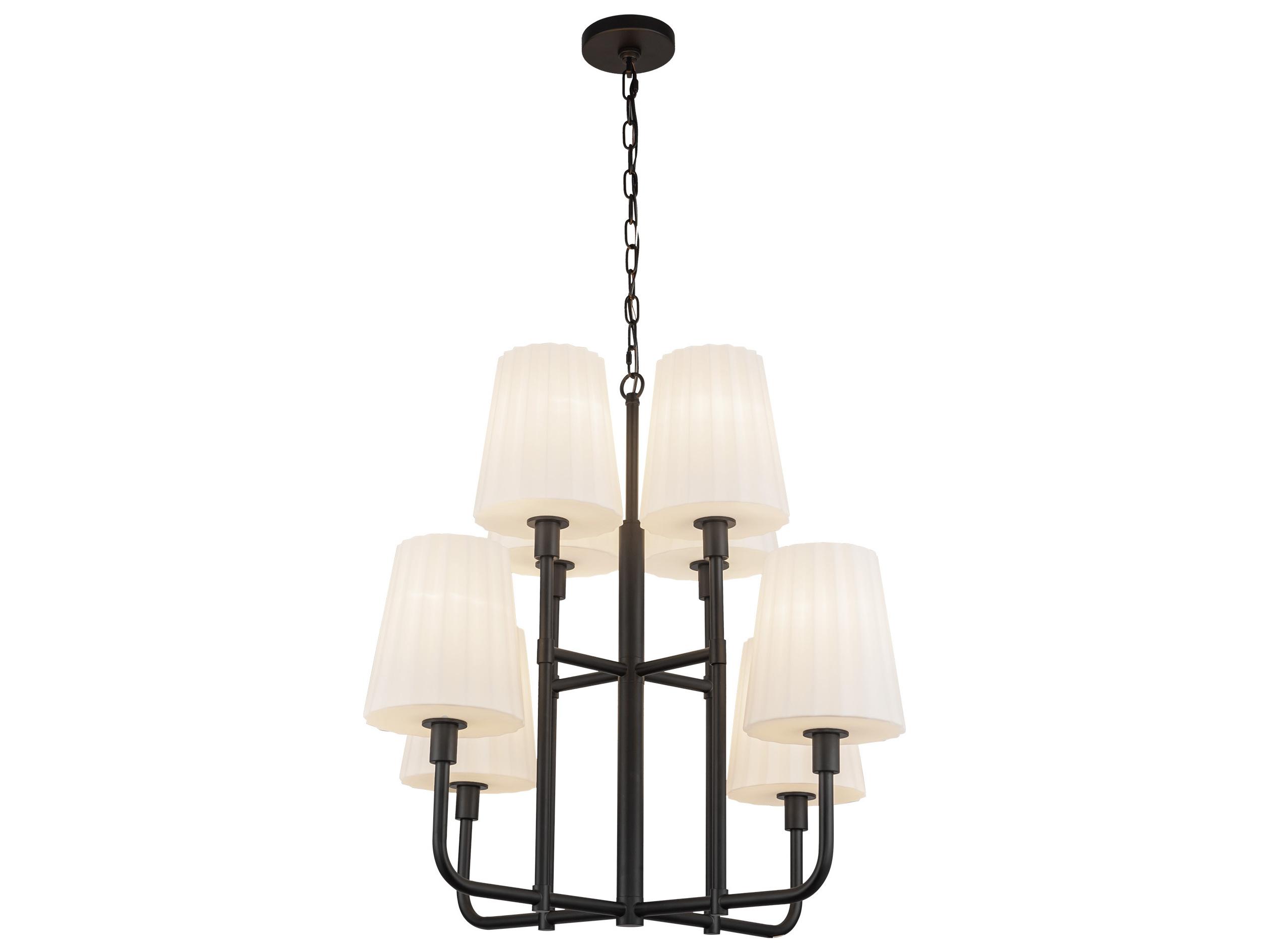 Alora Mood Plisse 8-Light Matte Black Tiered Chandelier