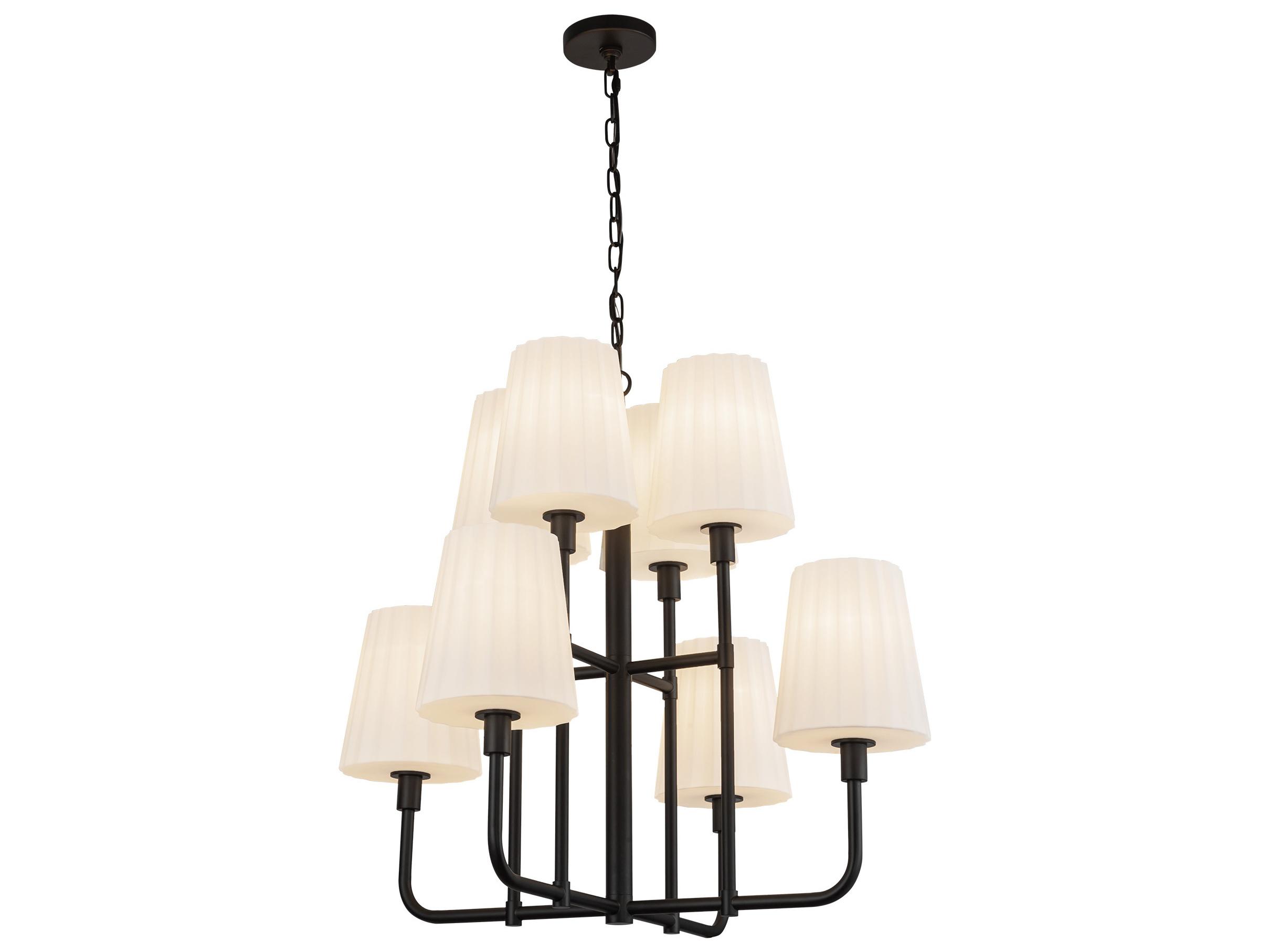 Alora Mood Plisse 8-Light Matte Black Tiered Chandelier