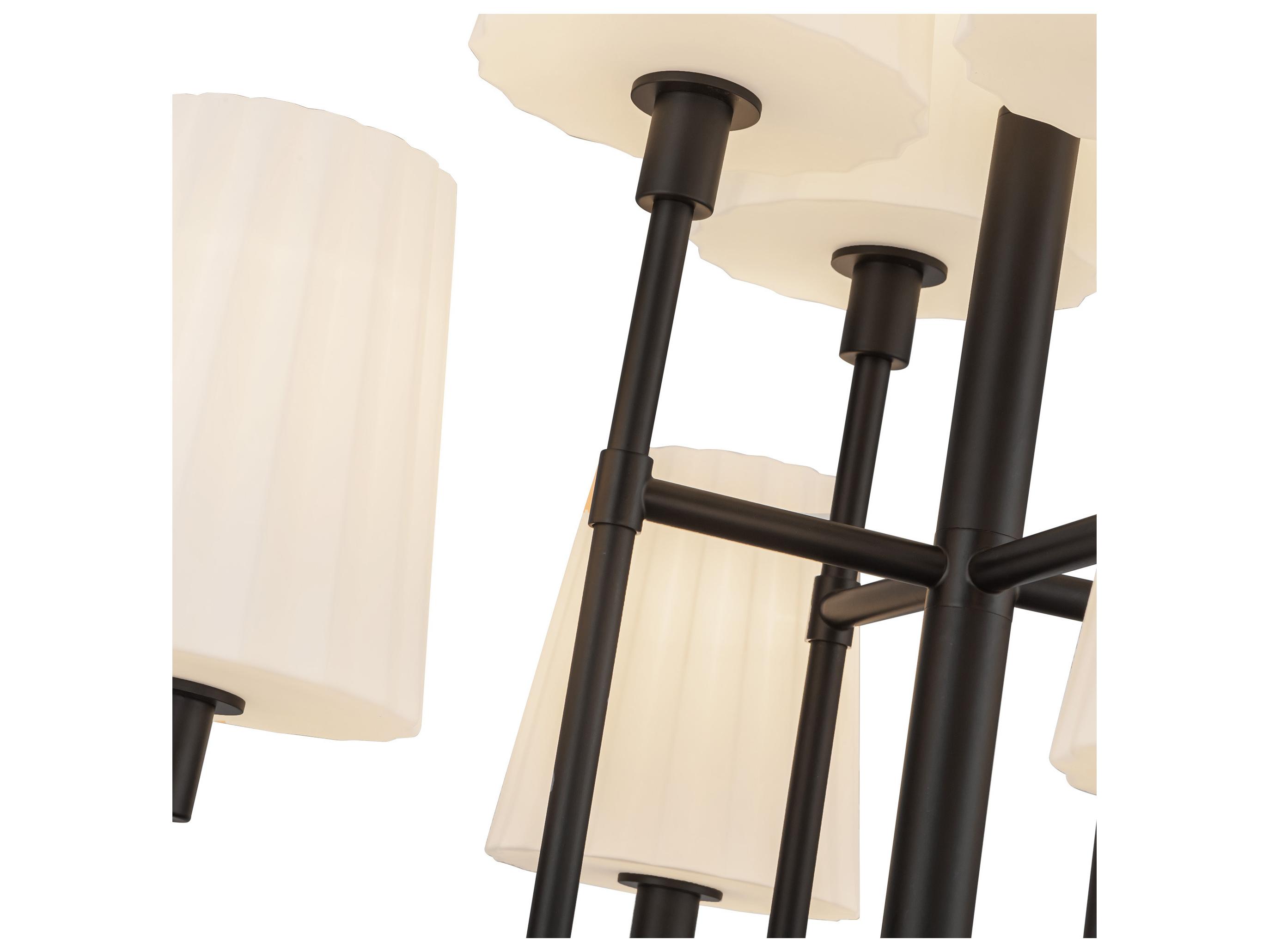 Alora Mood Plisse 8-Light Matte Black Tiered Chandelier