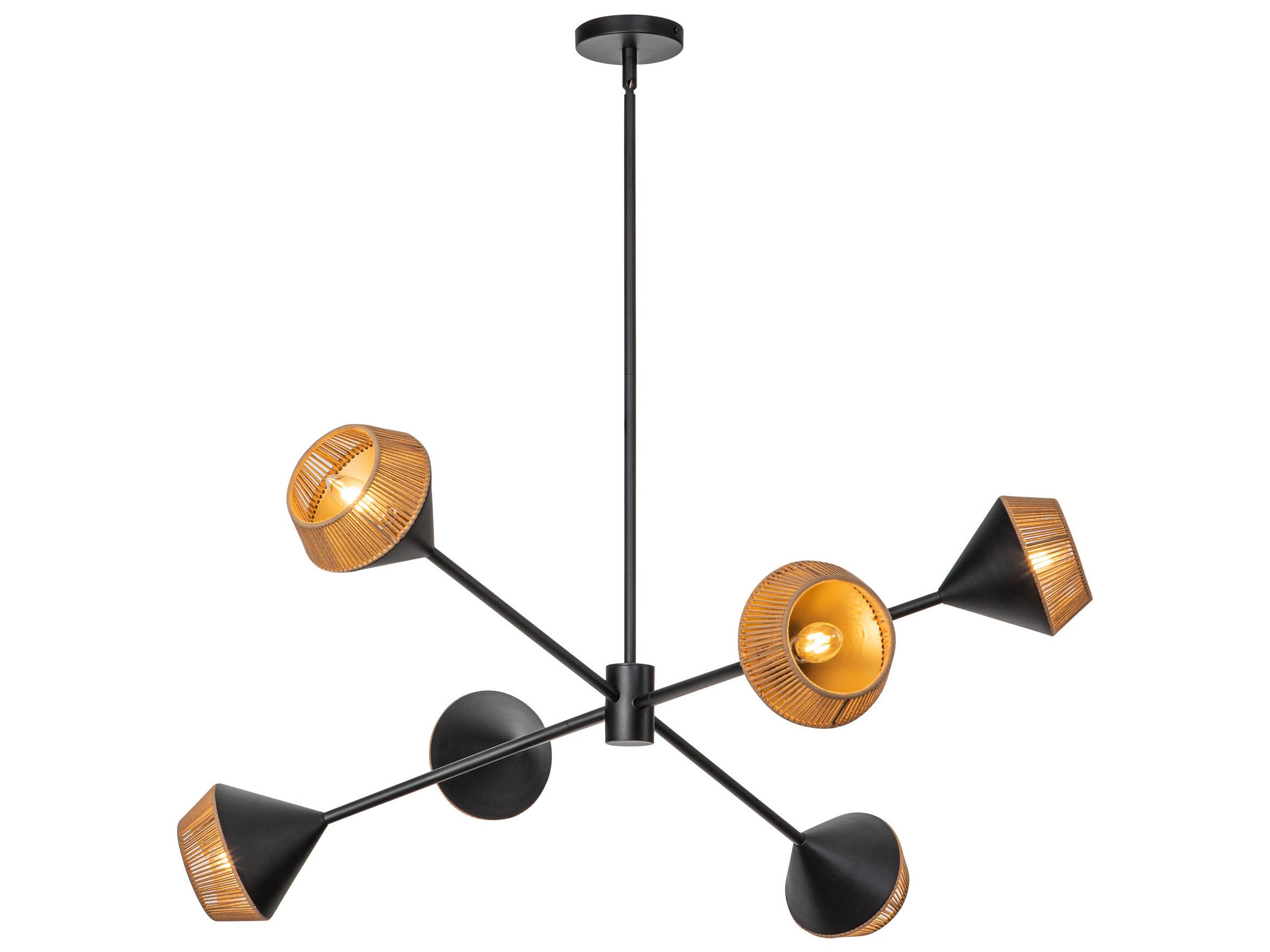 Alora Mood Daphne 6-Light Matte Black Geometric Linear Sputnik Chandelier