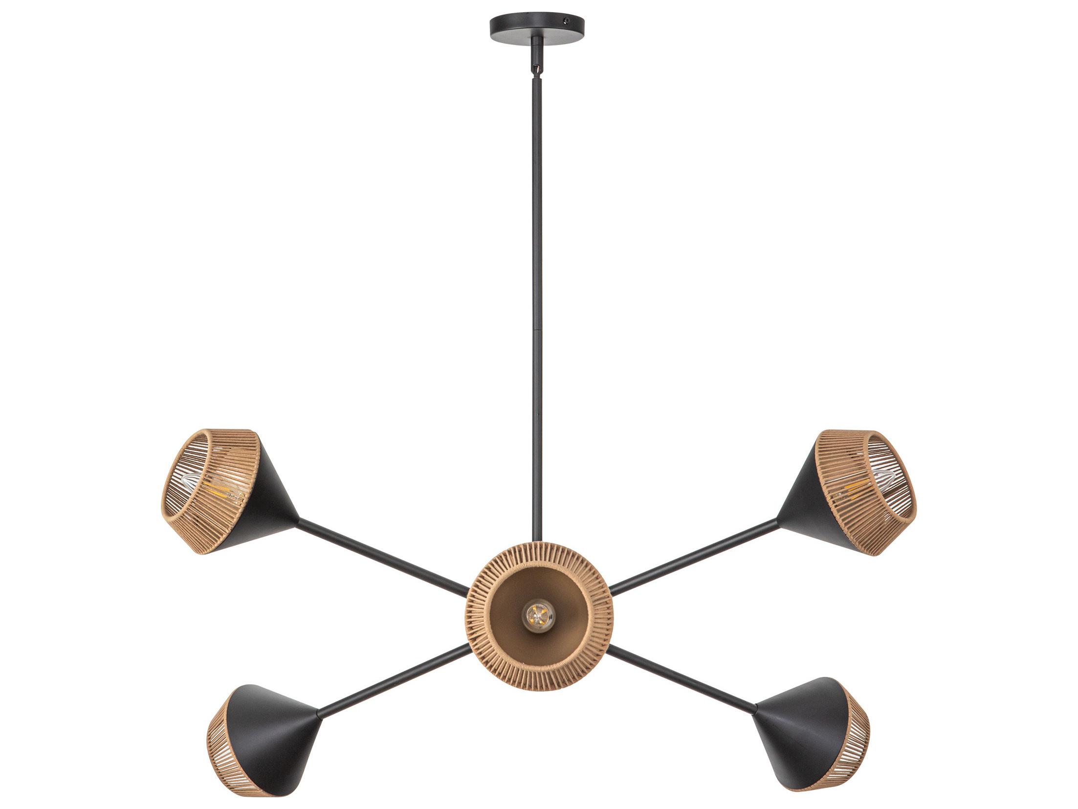 Alora Mood Daphne 6-Light Matte Black Geometric Linear Sputnik Chandelier
