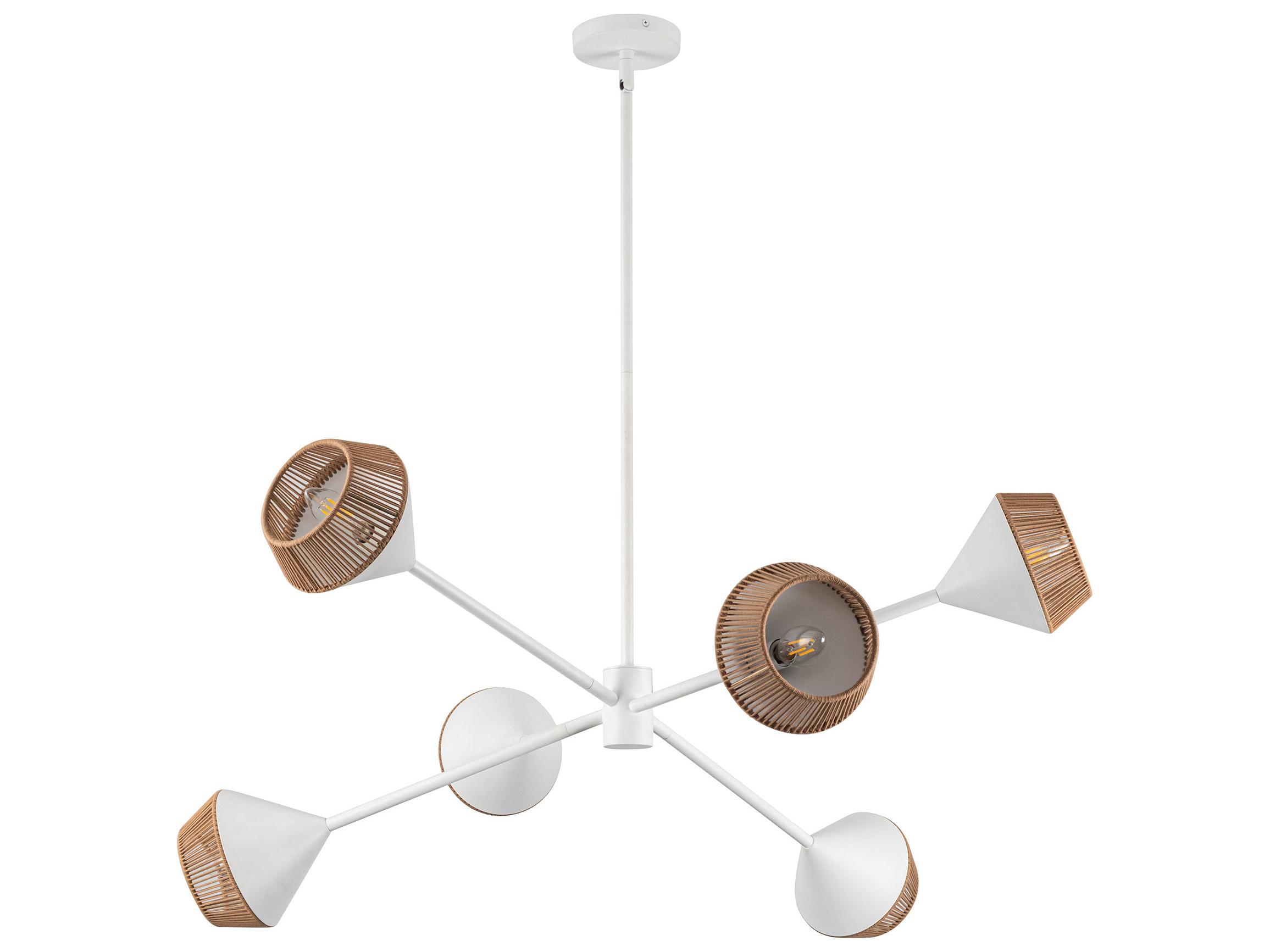 Alora Mood Daphne 6-Light White Geometric Linear Sputnik Chandelier