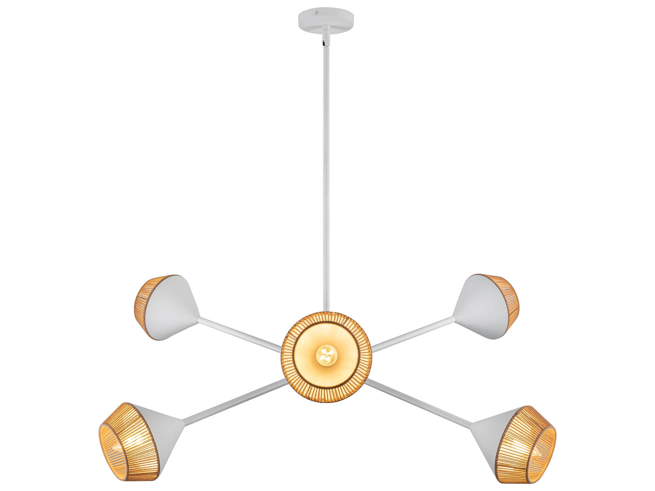 Alora Mood Daphne 6-Light White Geometric Linear Sputnik Chandelier