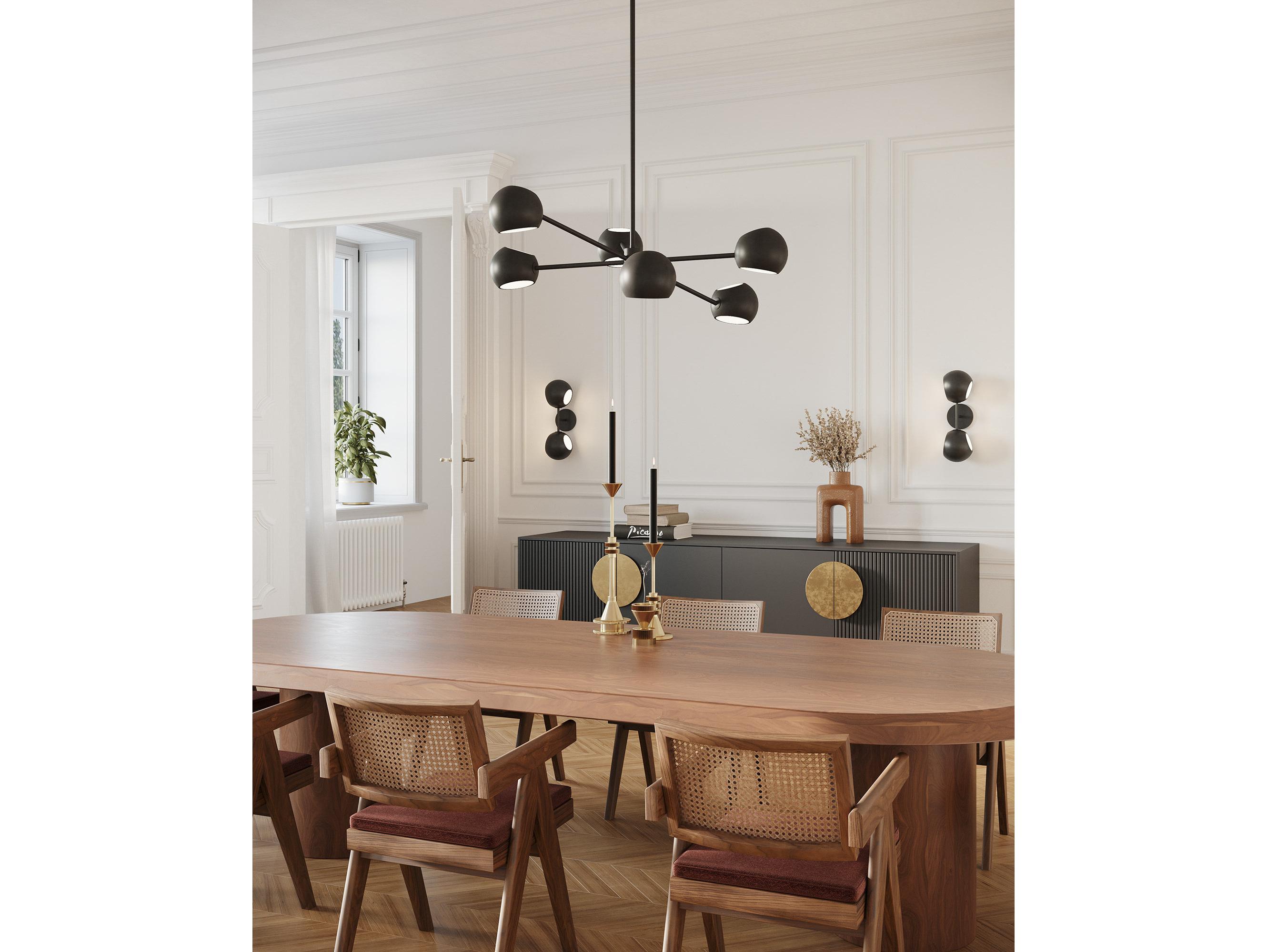 Alora Mood Willow 6-Light Matte Black Globe Chandelier