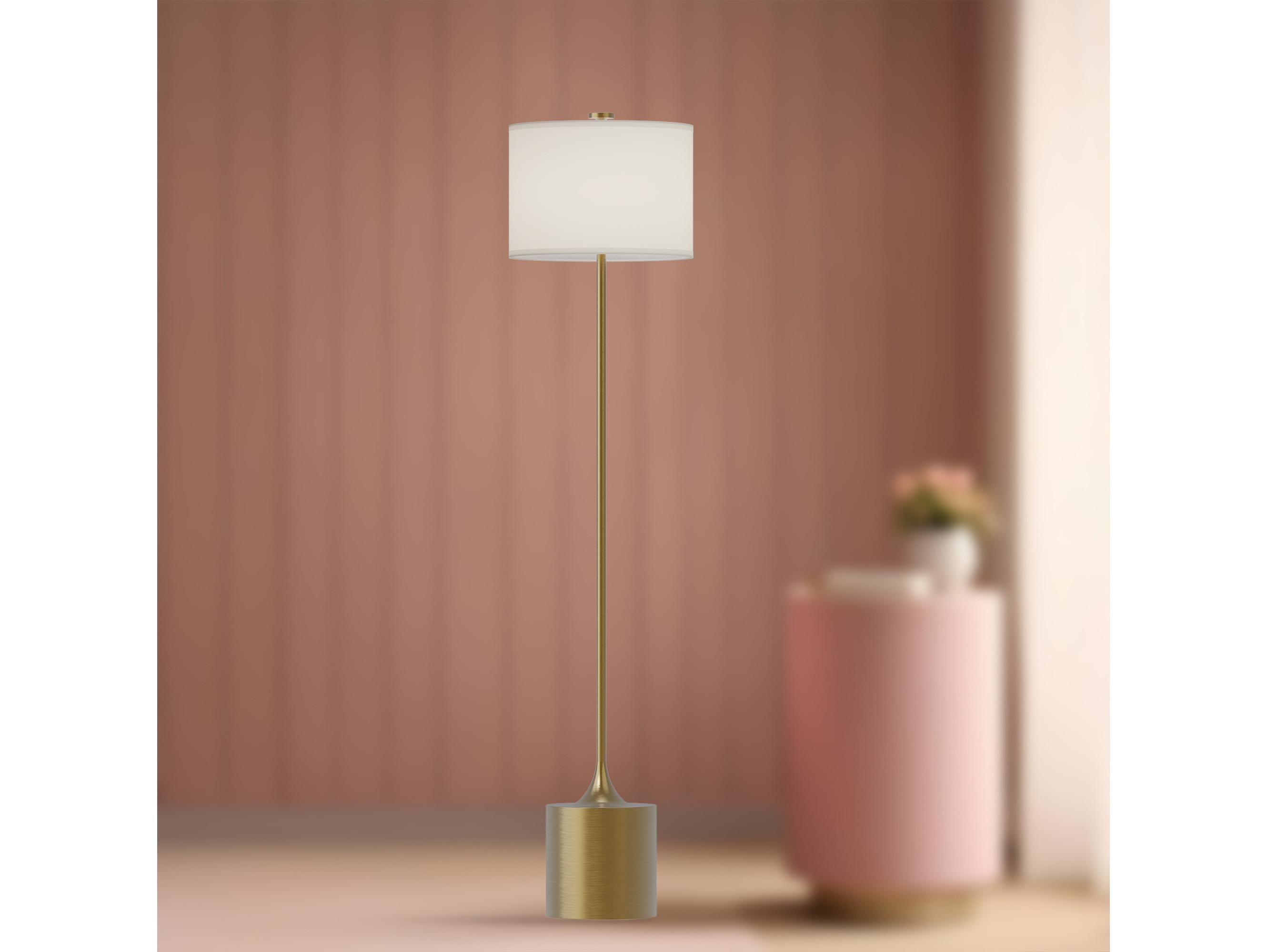 Alora Mood Issa Brushed Gold Ivory Linen Floor Lamp