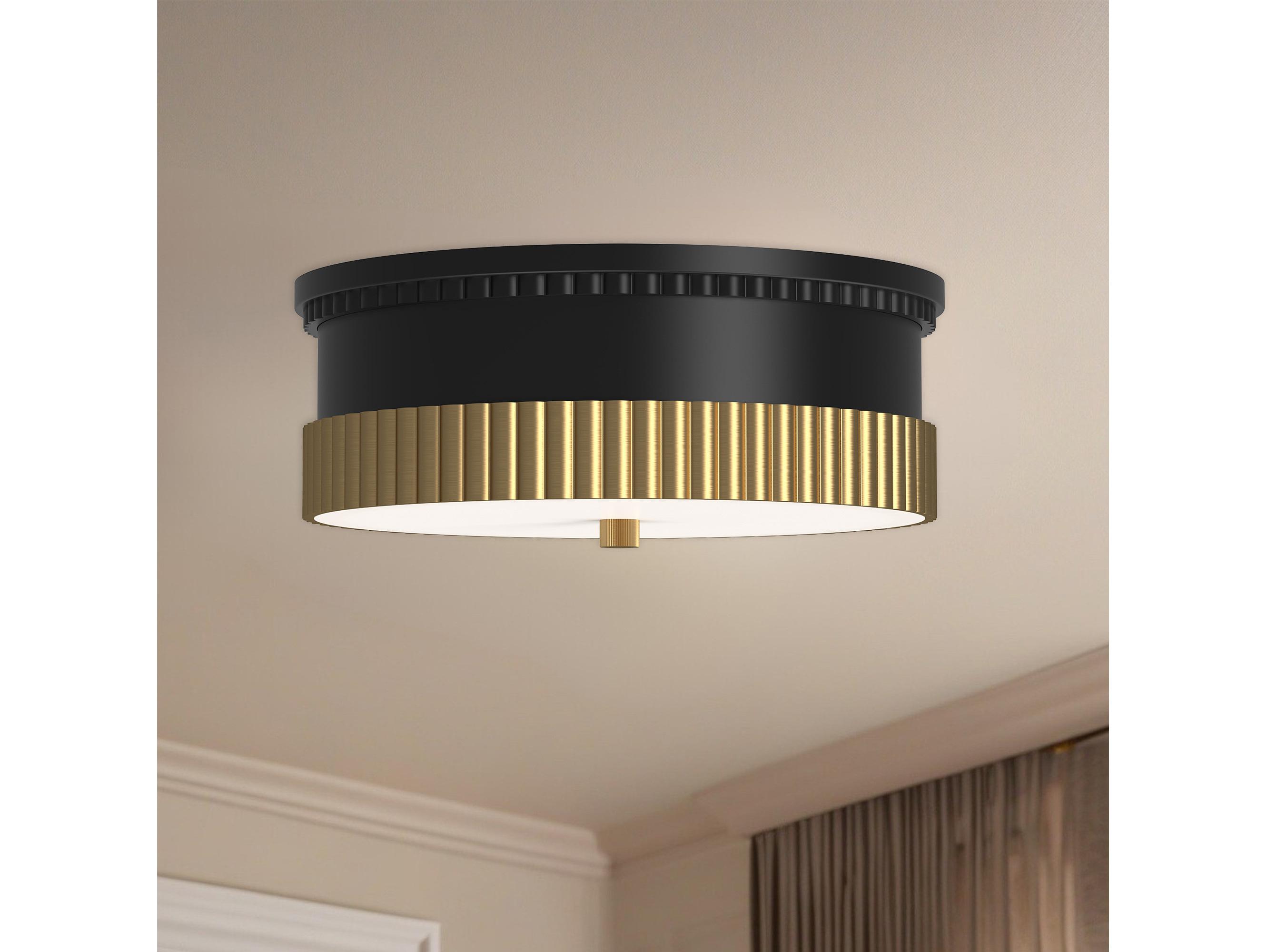 Alora Mood Rue 3-Light Matte Black Brushed Gold Flush Mount