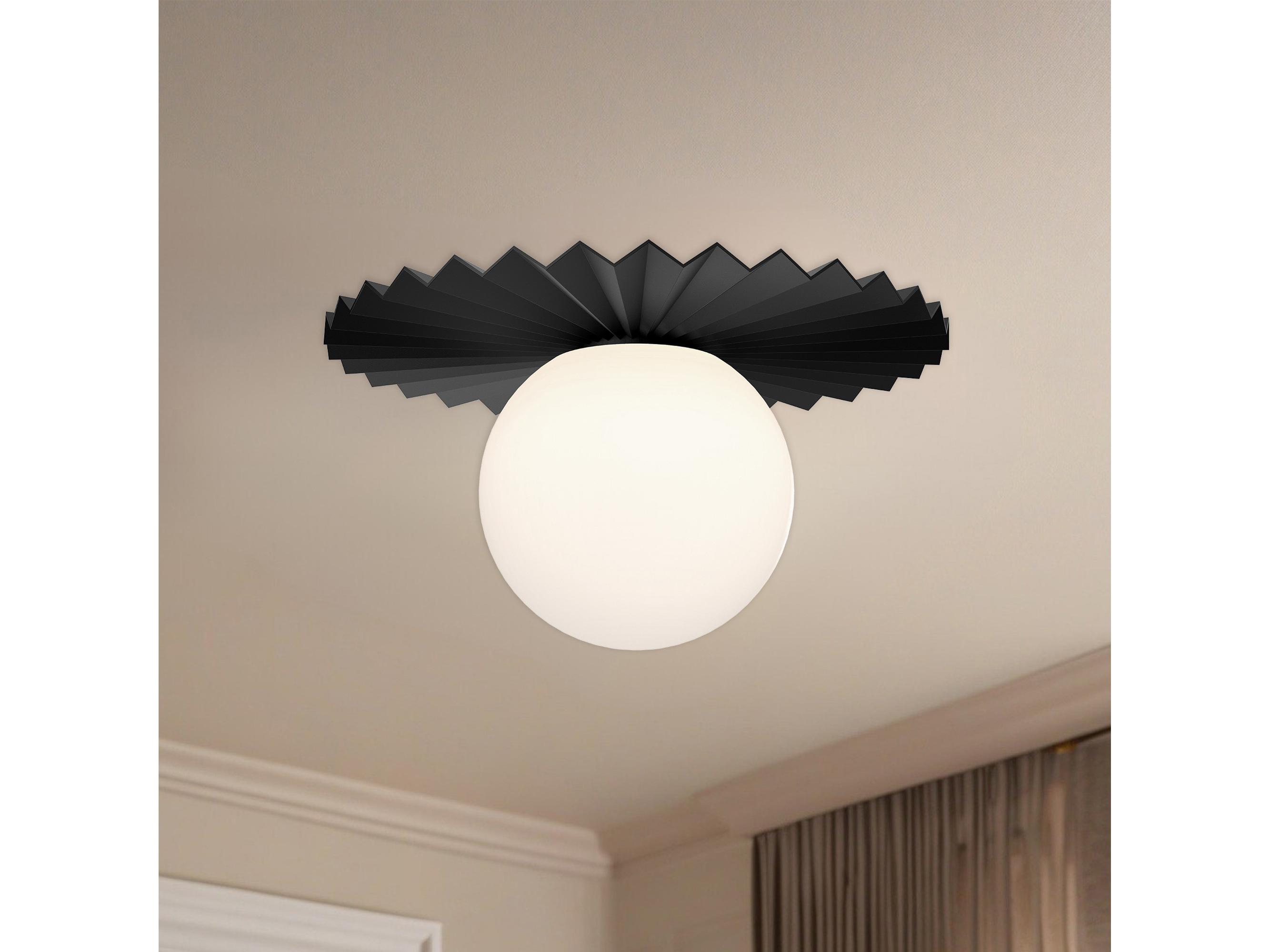 Alora Mood Plume 1-Light Matte Black Globe Flush Mount