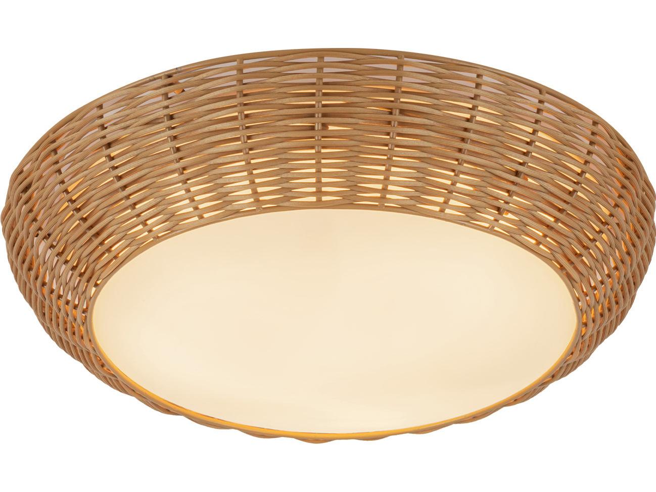 Alora Mood Merida 2-Light Rattan Brown Round Flush Mount
