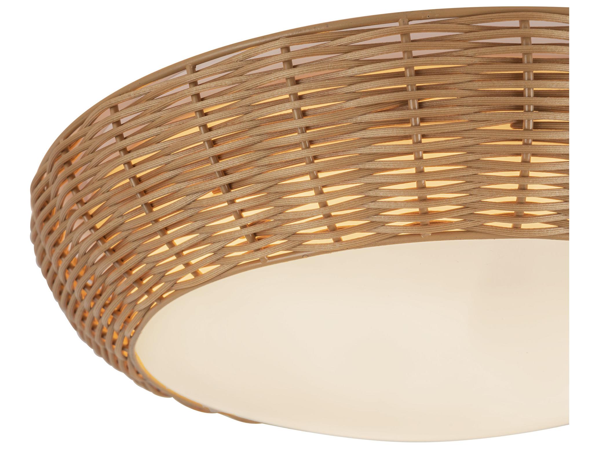 Alora Mood Merida 2-Light Rattan Brown Round Flush Mount