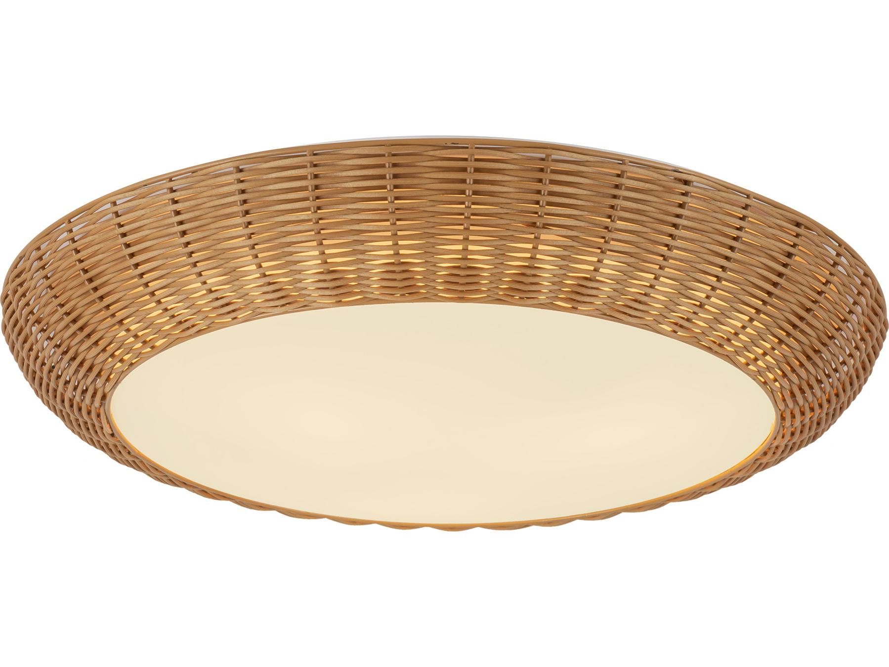 Alora Mood Merida 3-Light Rattan Brown Round Flush Mount