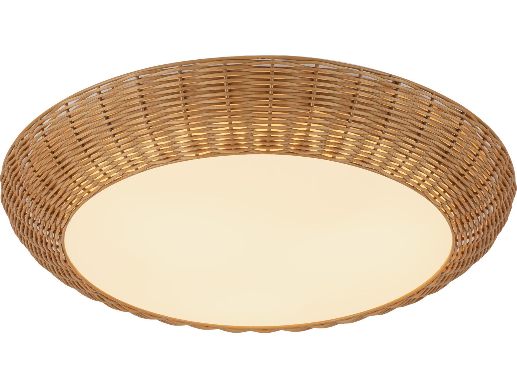 Alora Mood Merida 3-Light Rattan Brown Round Flush Mount