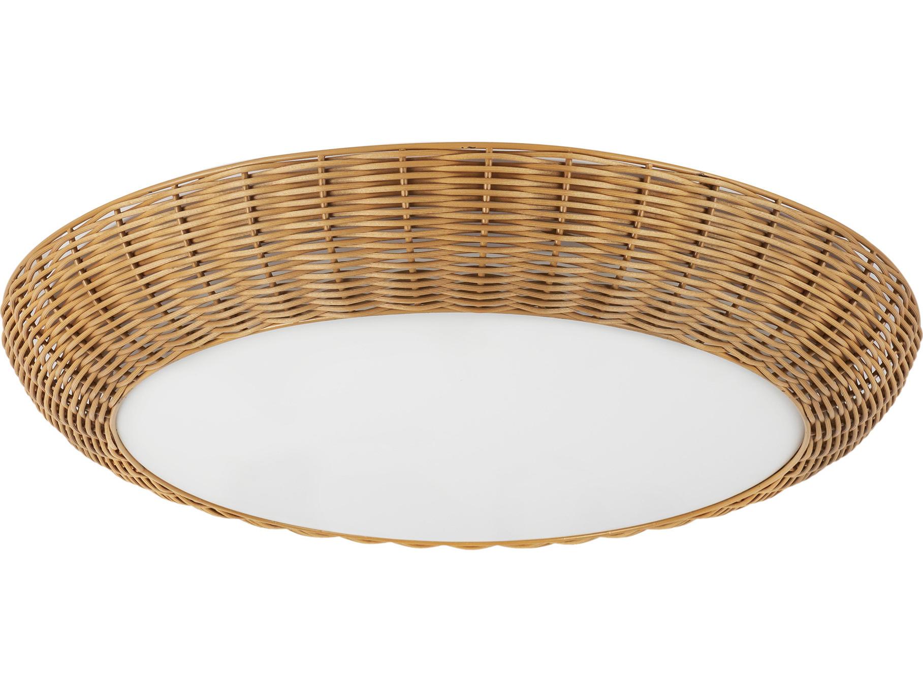 Alora Mood Merida 3-Light Rattan Brown Round Flush Mount